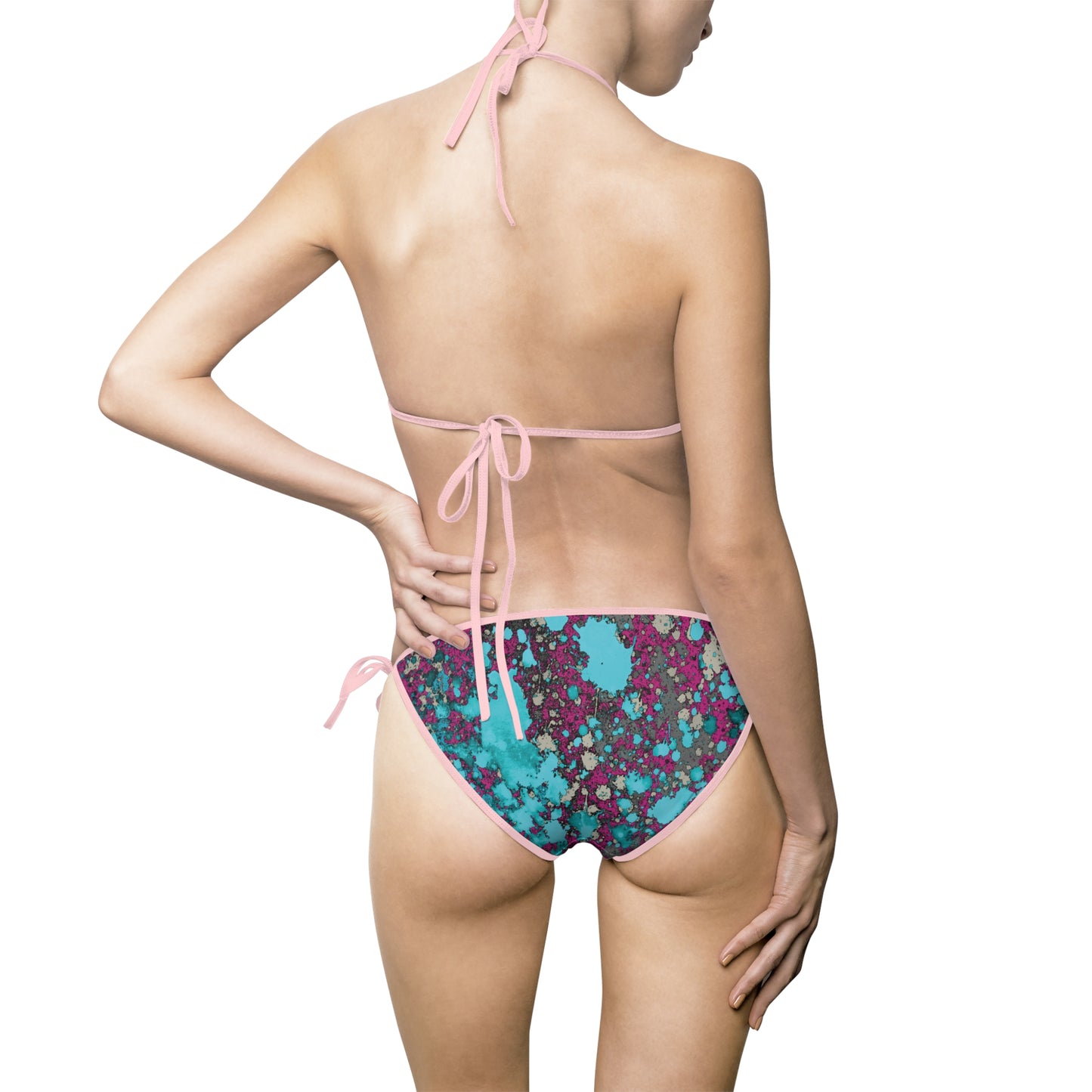 Turquoise Pink Splash Bikini Printify