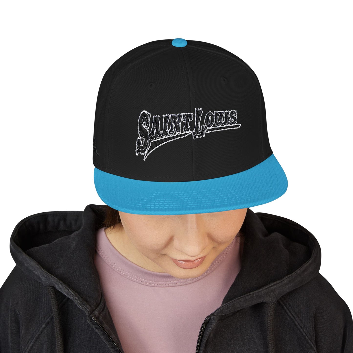 Saint Louis Flat Bill Snapback Cap with Skyline sides Printify