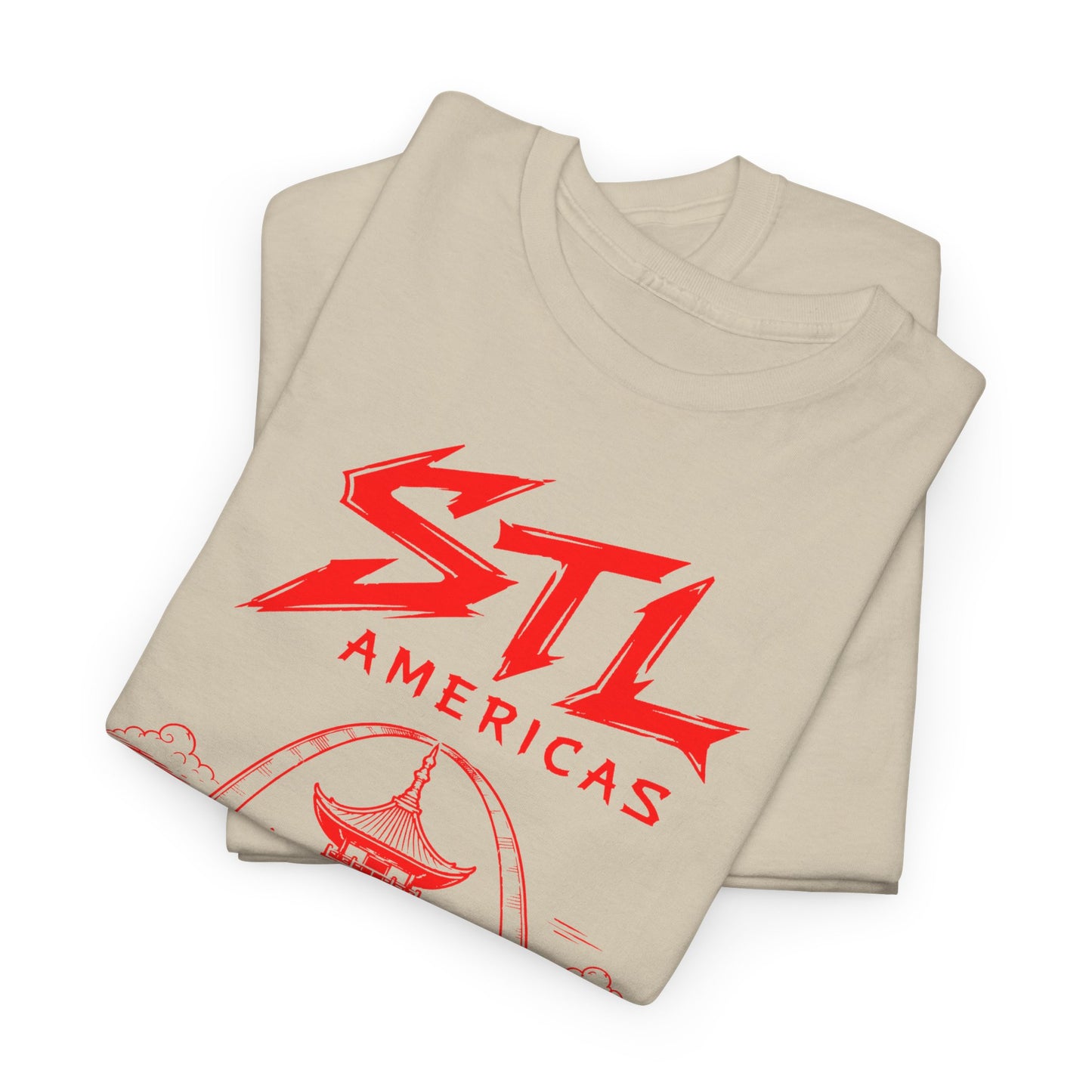 STL Americas Chinese Food T-Shirt — Retro Pagoda Graphic Tee