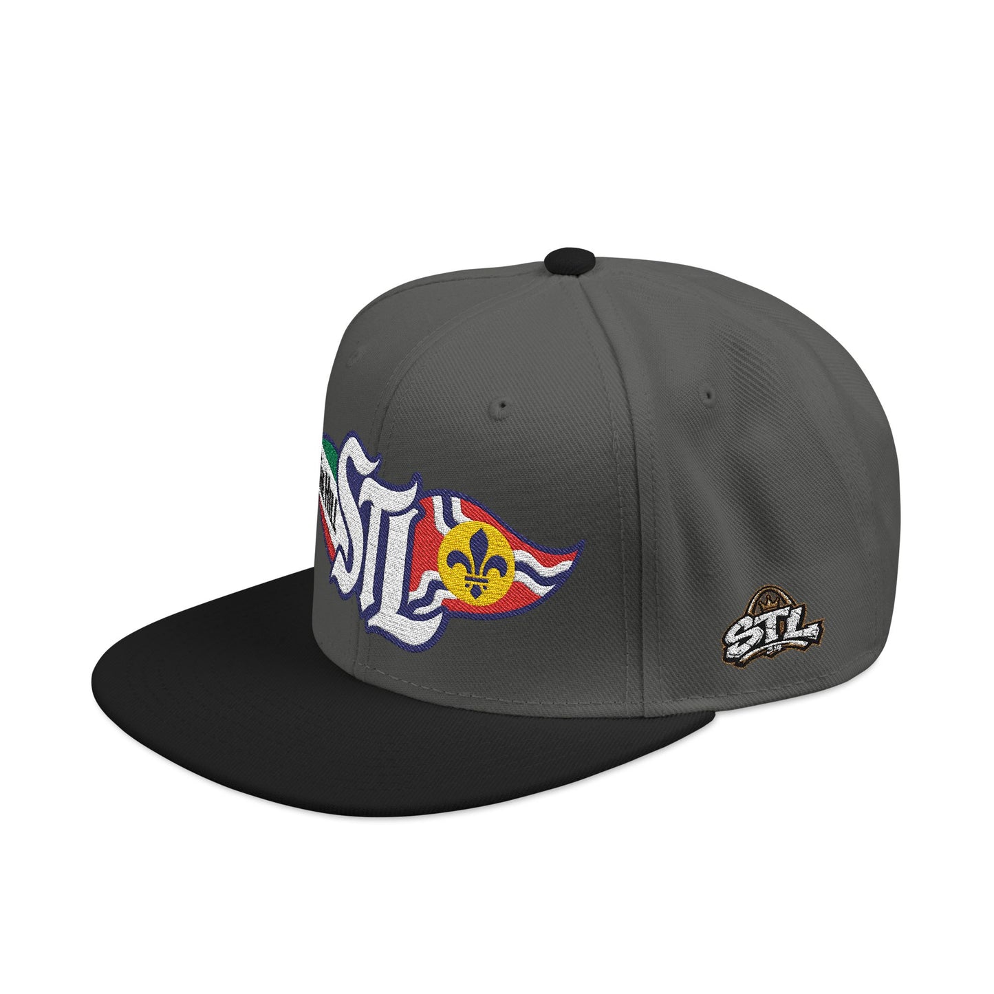 Embroidered Snapback Hat — STL Logo with The Hill Flag  and Saint Louis Flag