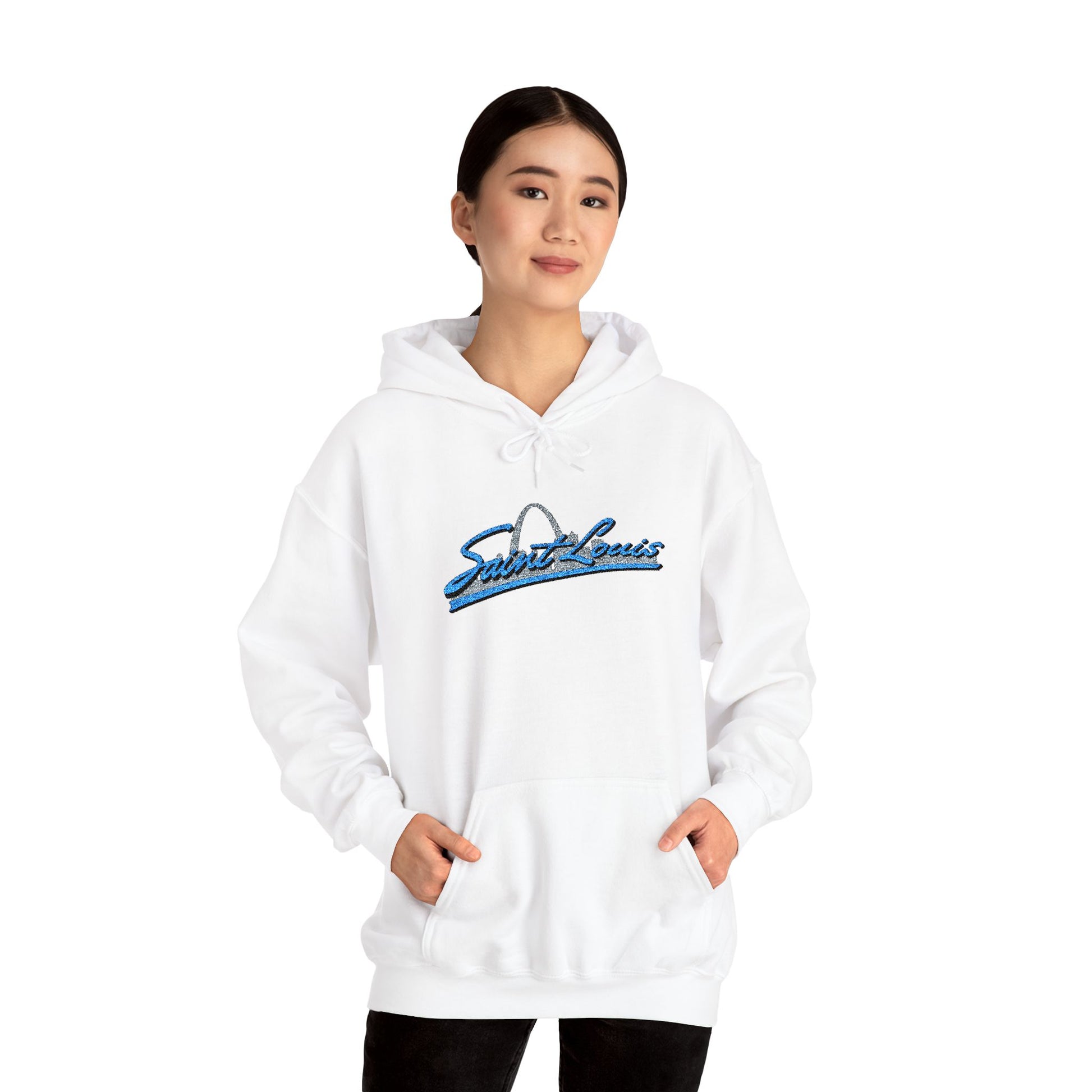 Embroidered Hoodie- Saint Louis Printify