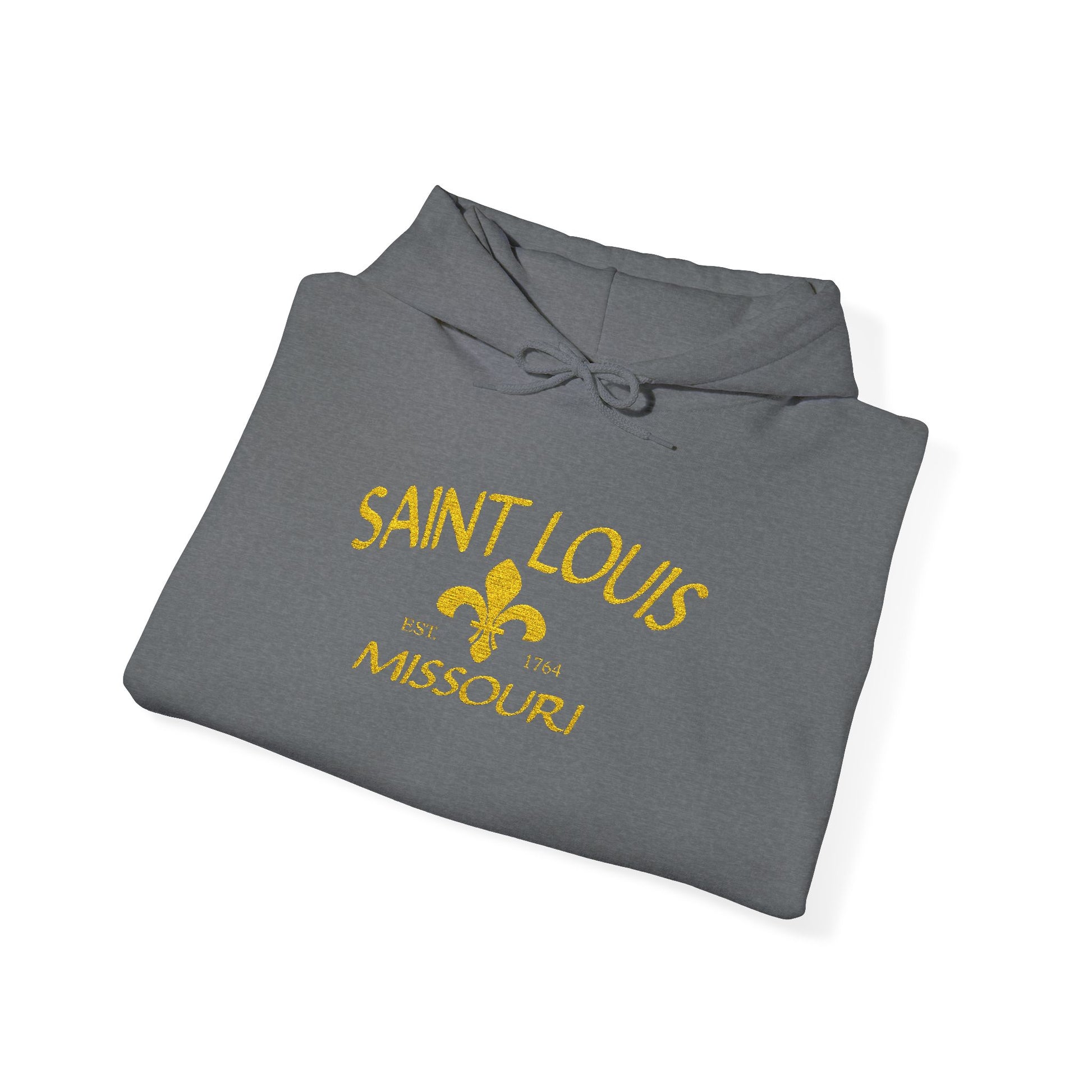Embroidered Hoodie-Saint Louis Missouri (Yellow Lettering) Printify