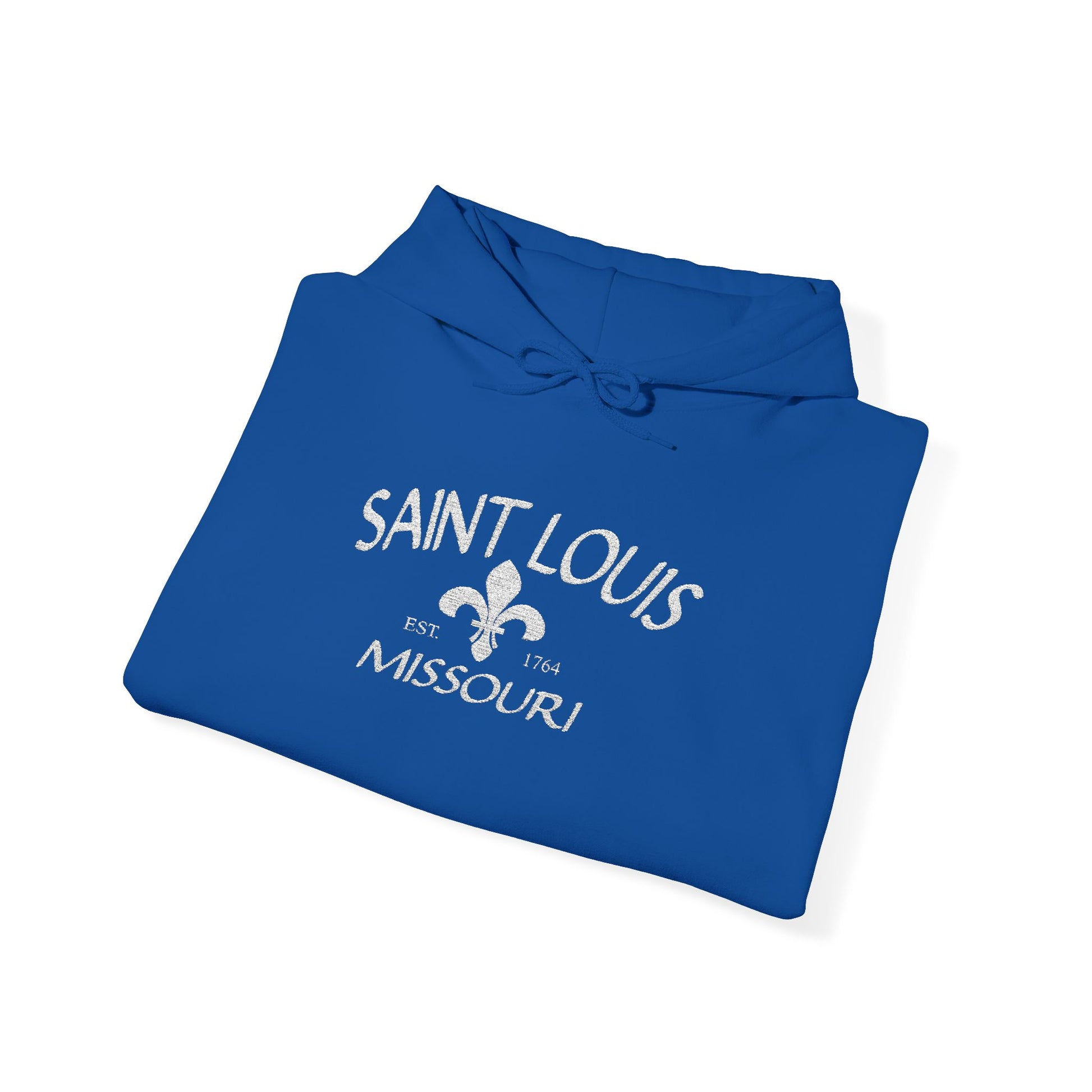 Saint Louis Missouri Embroidered Hoodie — White Lettering Printify