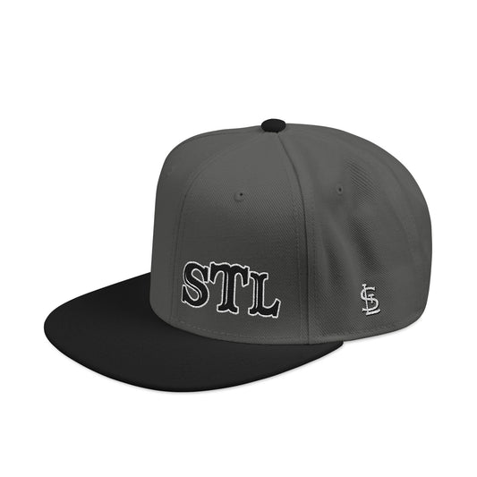 STL Embroidered Snapback Hat- Black & White Lettering Printify