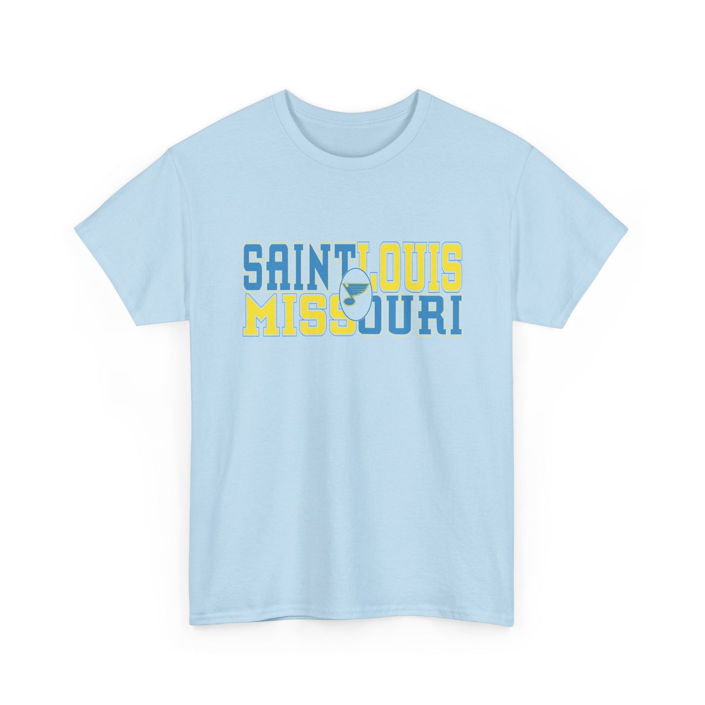 Saint Louis Missouri Tee in Blue & Gold Font