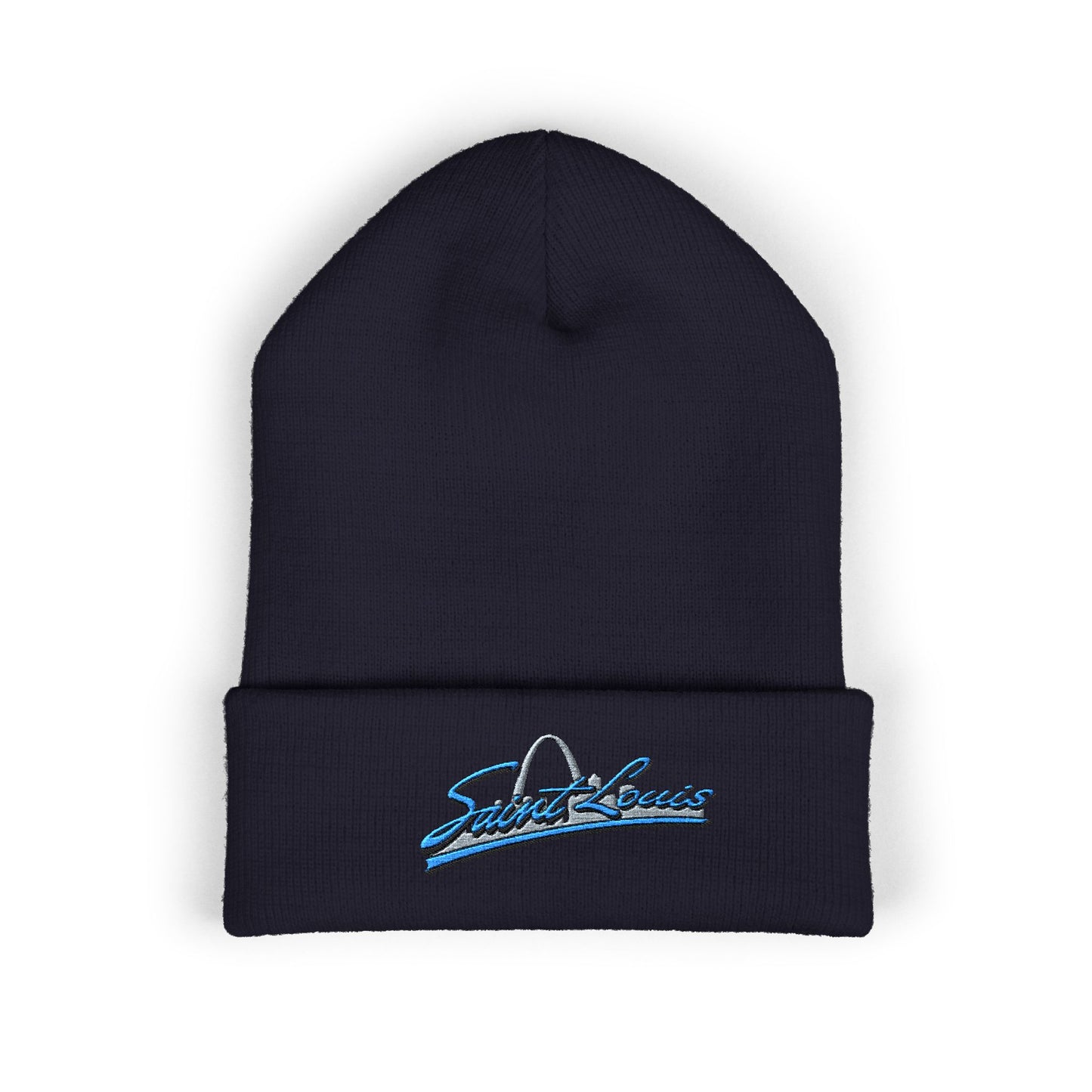 Embroidered Beanie- Saint Louis Blue lettering