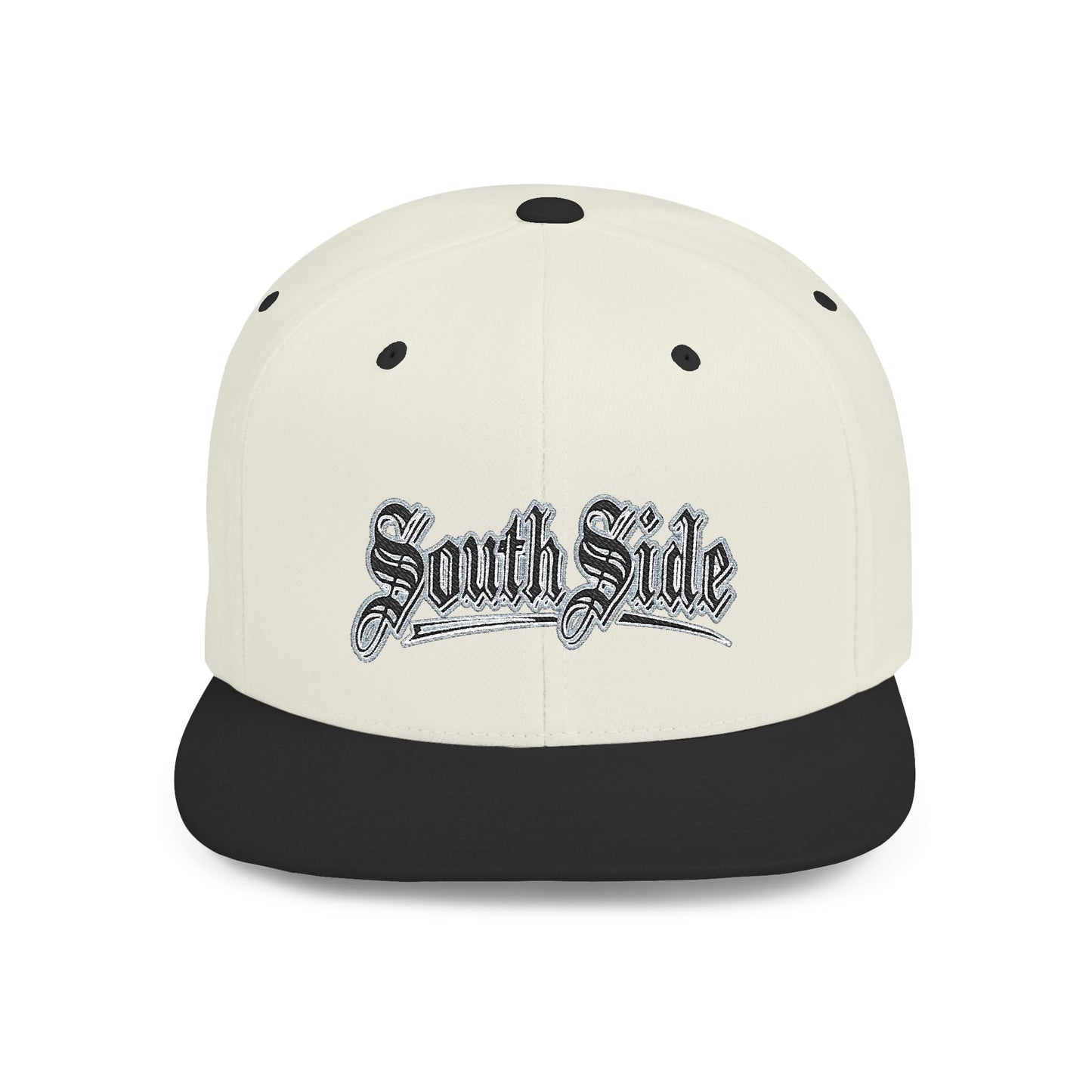 South Side Flat Bill Snapback blue outline Printify