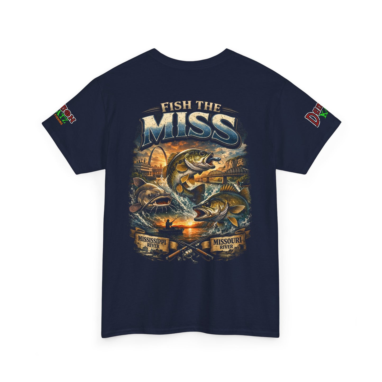Fishing T‑Shirt - "Fish the Miss" Bass Fishing Graphic Tee (Front & Back Print)