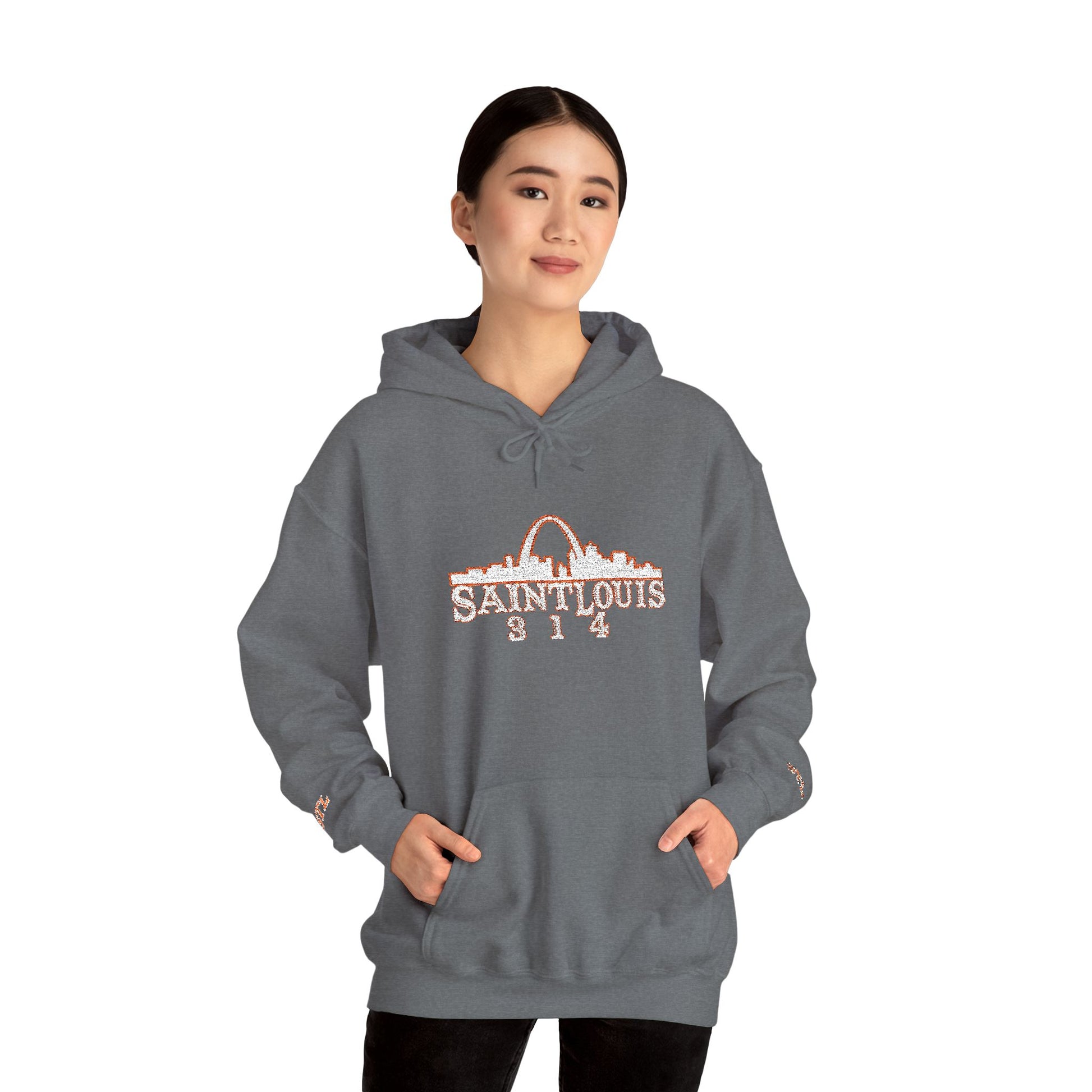 St. Louis Skyline Embroidered Hoodie Printify