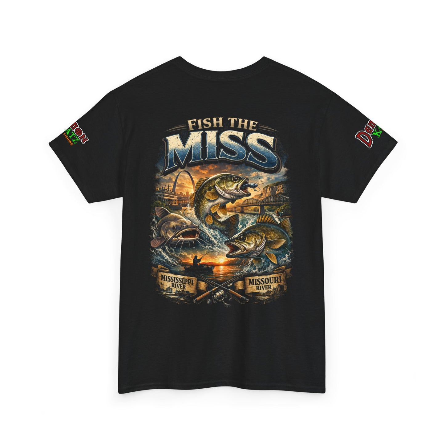 Fishing T‑Shirt - "Fish the Miss" Bass Fishing Graphic Tee (Front & Back Print)