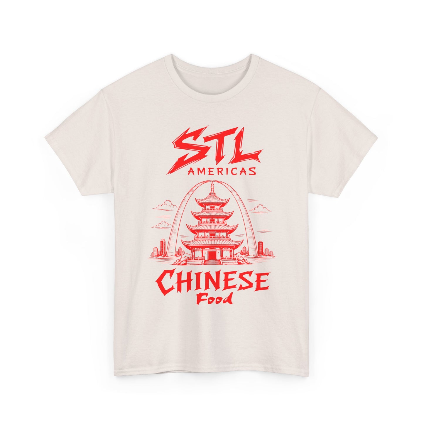 STL Americas Chinese Food T-Shirt — Retro Pagoda Graphic Tee