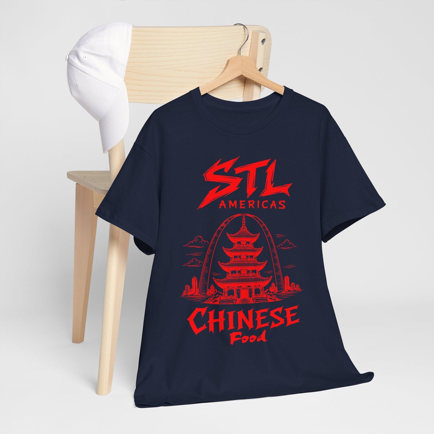 STL Americas Chinese Food T-Shirt — Retro Pagoda Graphic Tee