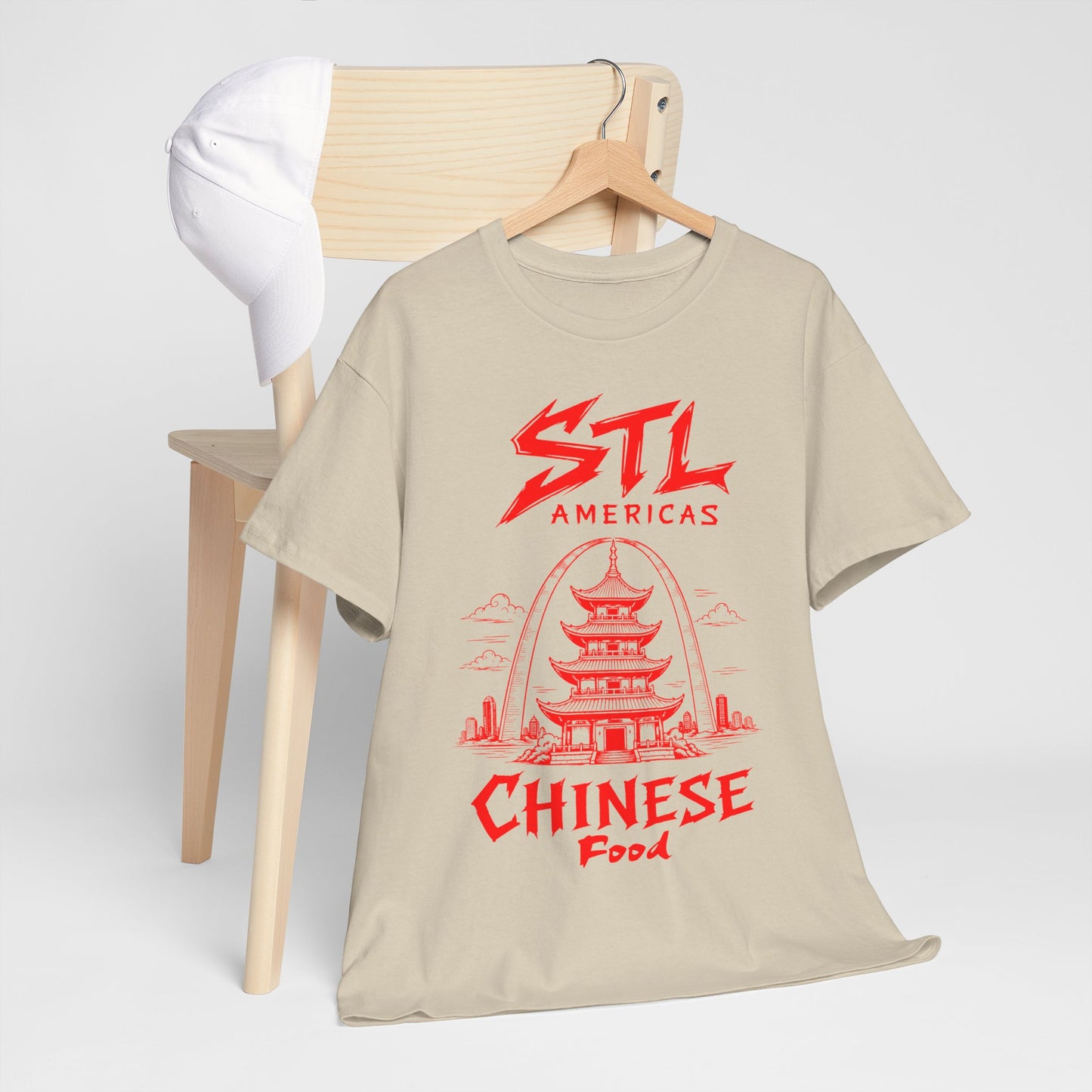 STL Americas Chinese Food T-Shirt — Retro Pagoda Graphic Tee