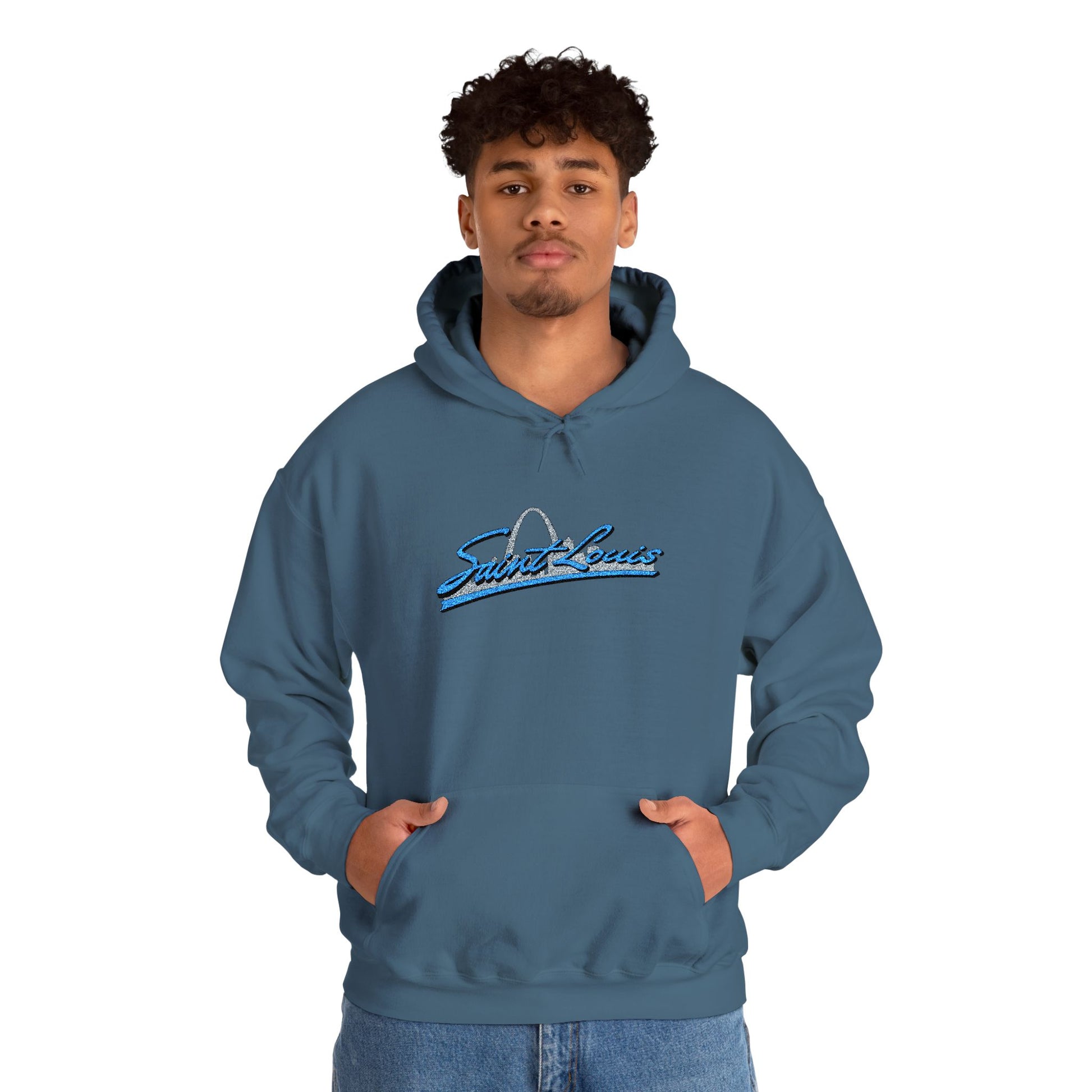 Embroidered Hoodie- Saint Louis Printify