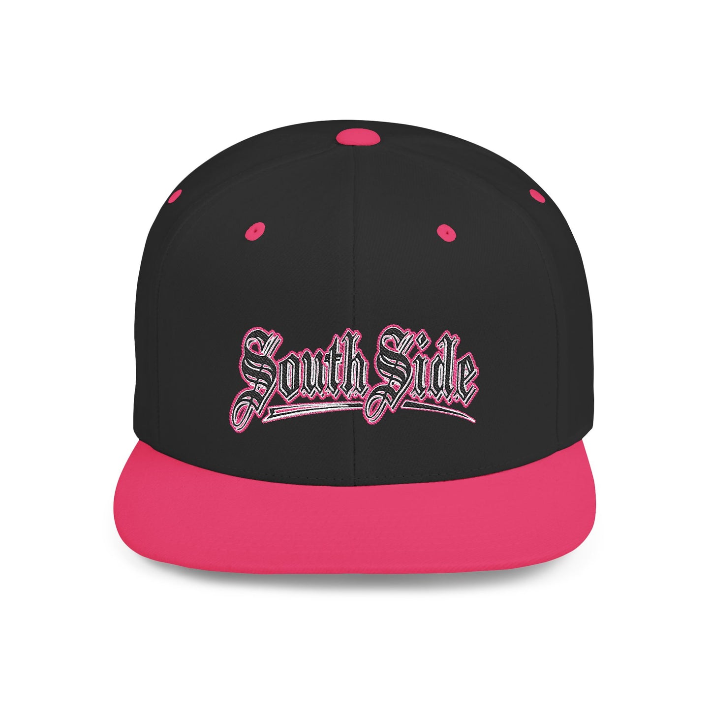 South Side Flat Bill Snapback Pink outline Printify