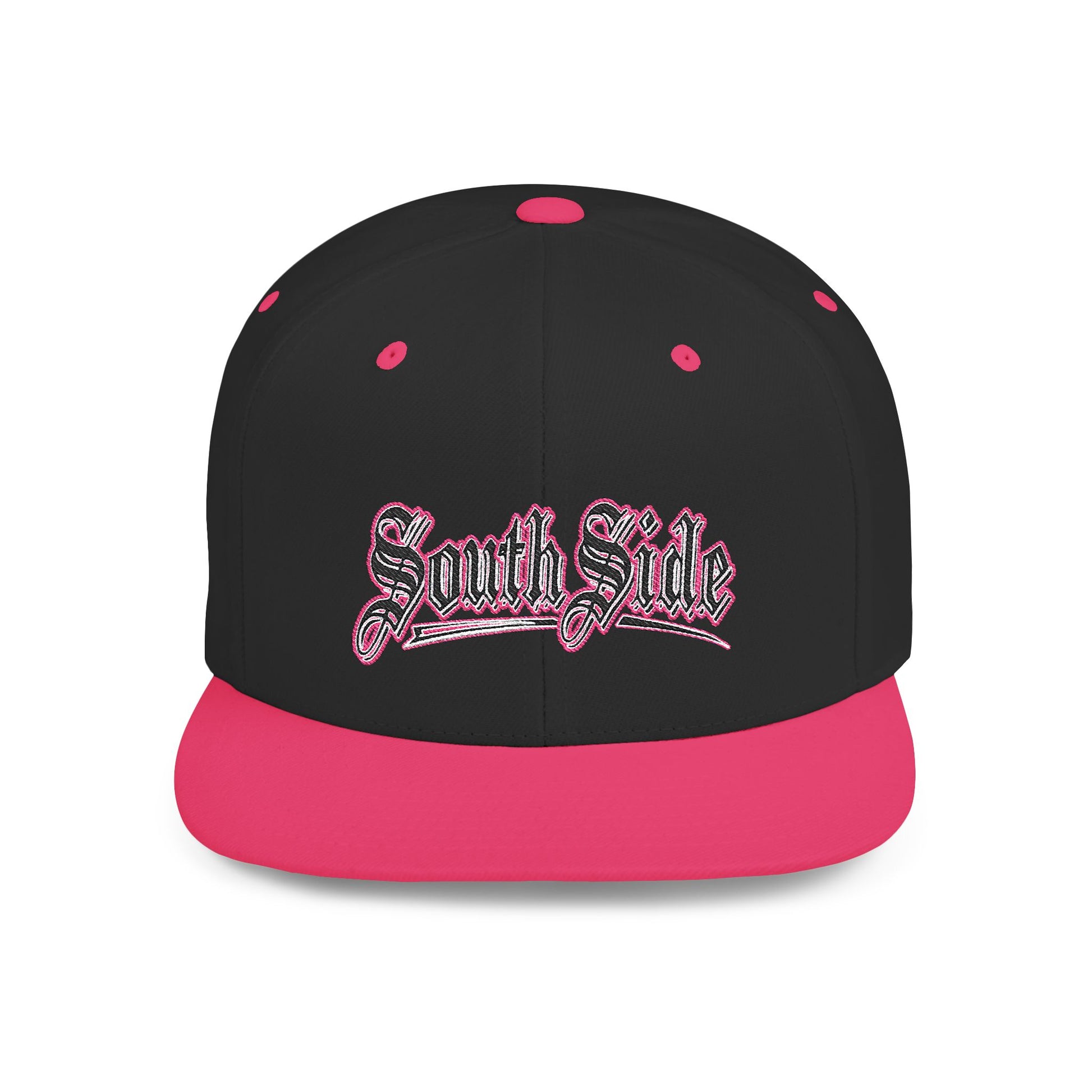 South Side Flat Bill Snapback Pink outline Printify