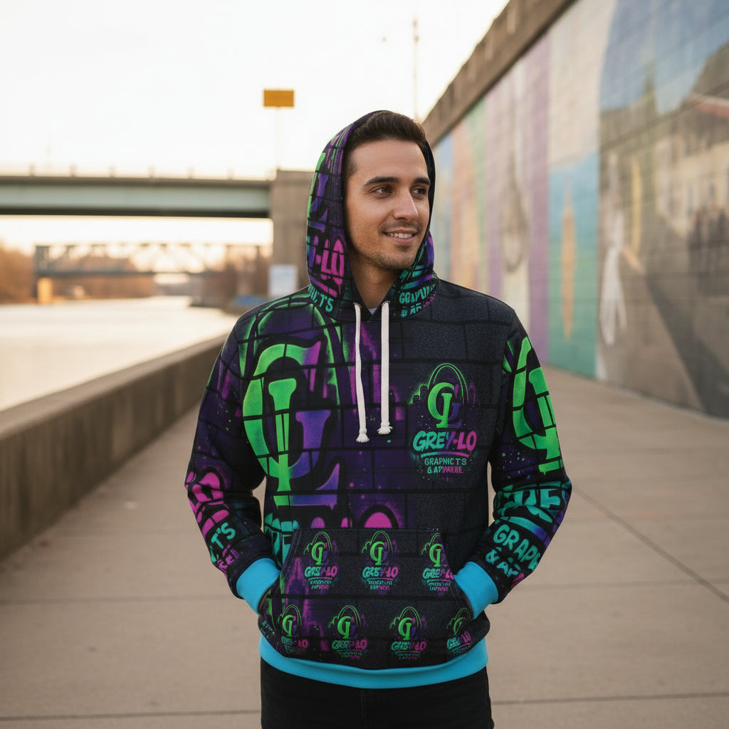 Grey-Lo All Over Print Hoodie