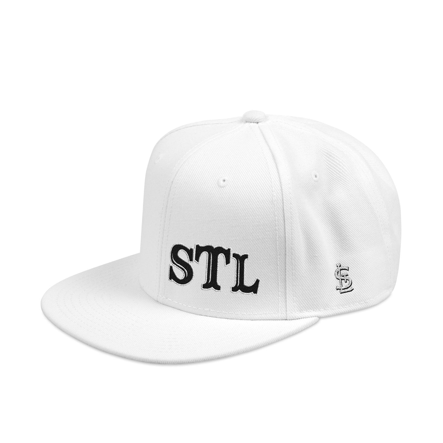 STL Embroidered Snapback Hat- Black & White Lettering Printify
