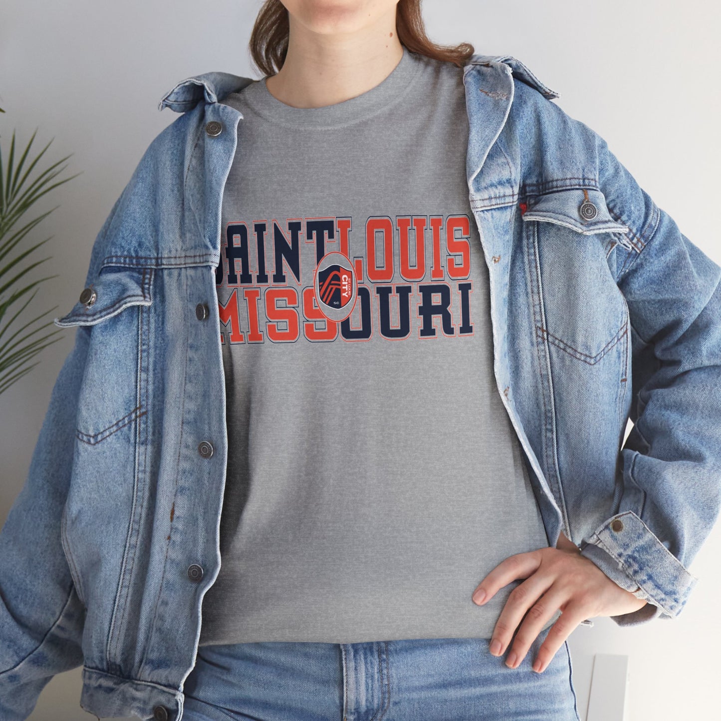 Saint Louis Missouri Tee in Blue and Red Font