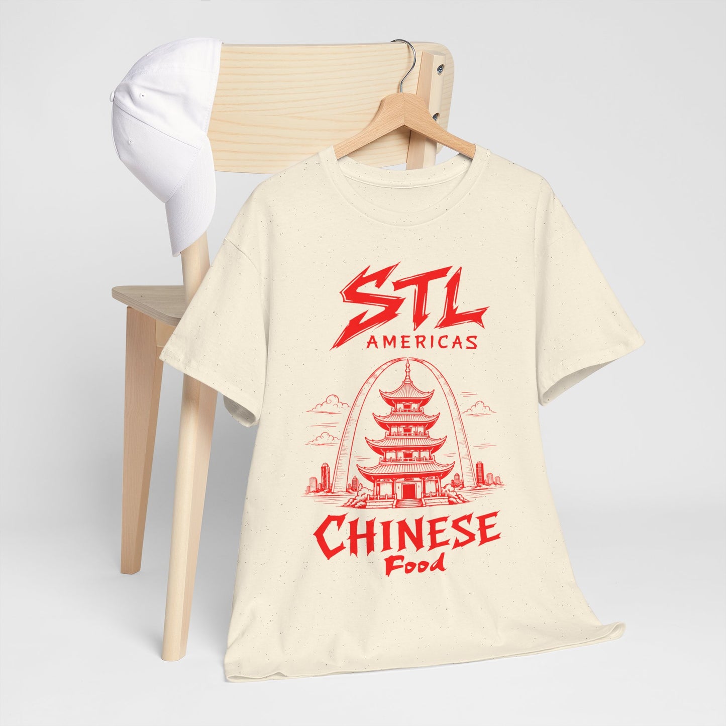 STL Americas Chinese Food T-Shirt — Retro Pagoda Graphic Tee