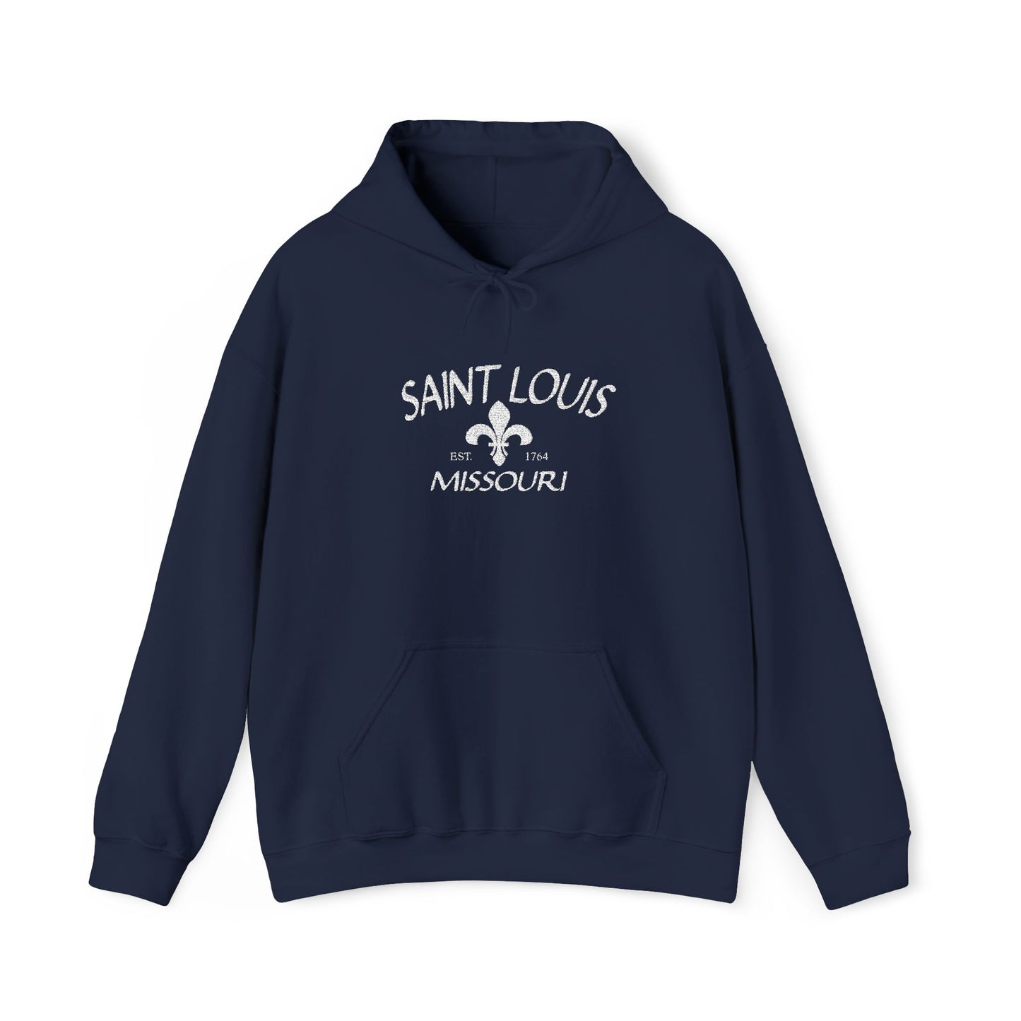 Saint Louis Missouri Embroidered Hoodie — White Lettering Printify