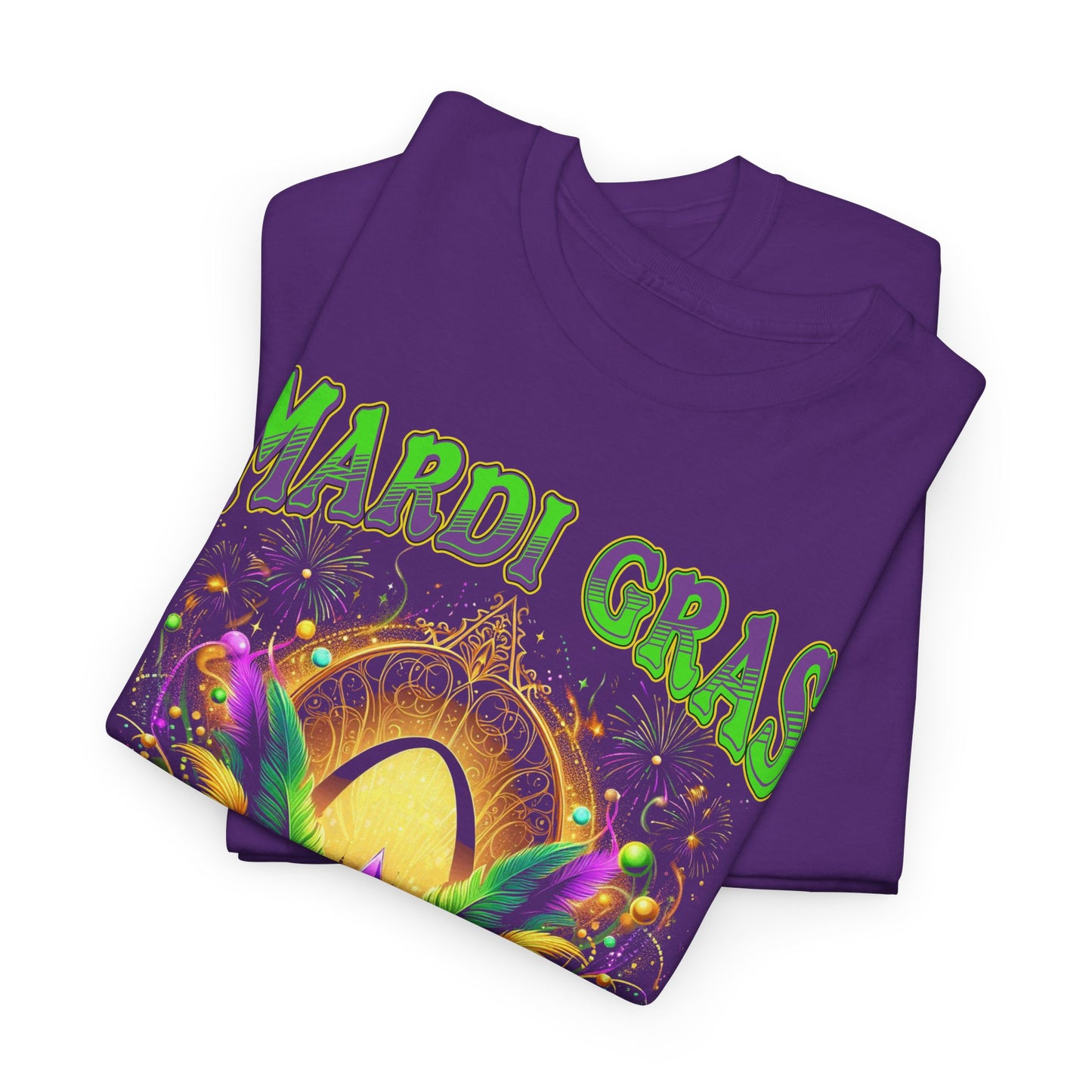 Mardi Gras Graphic Tee — Festive Carnival Mask & Beads Shirt