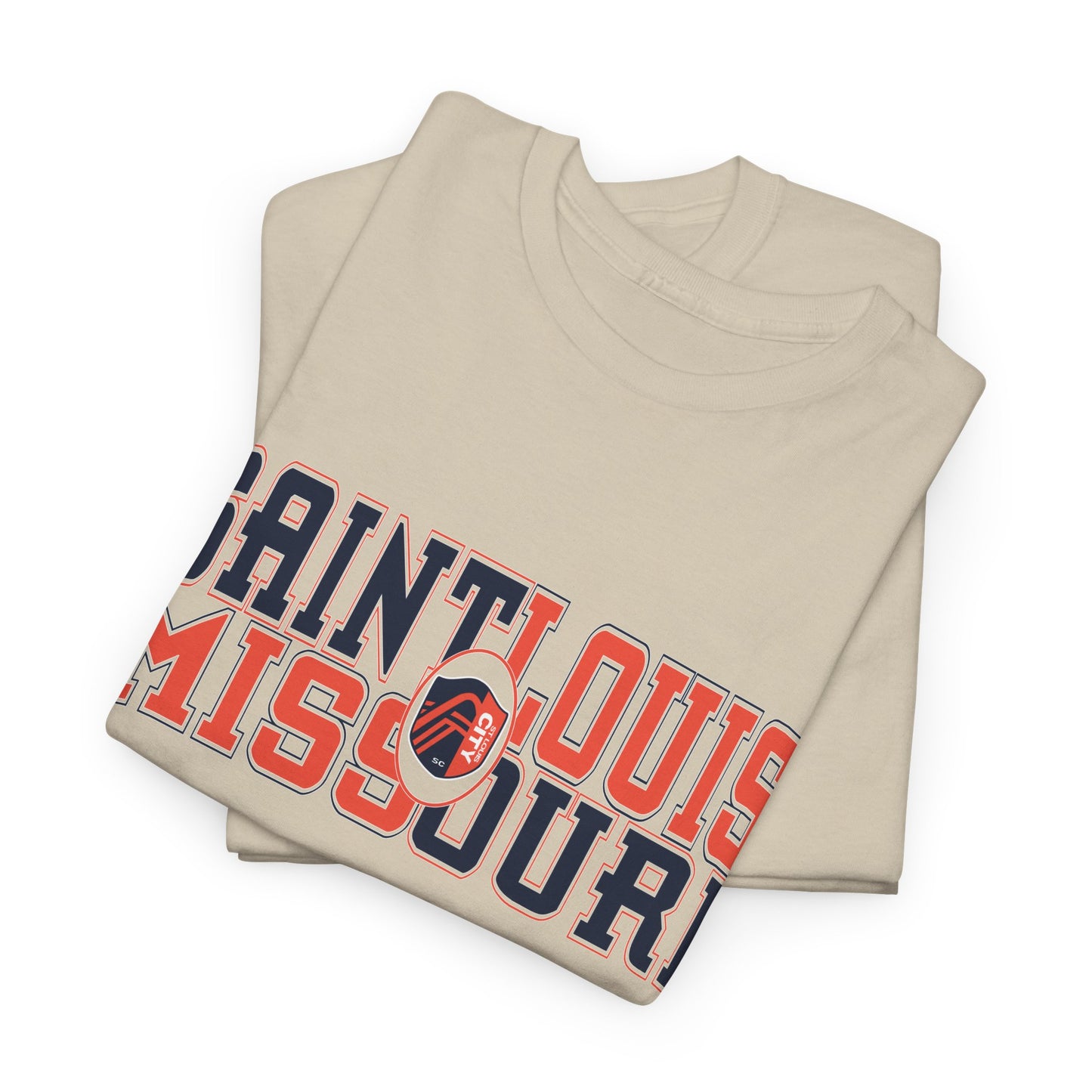 Saint Louis Missouri Tee in Blue and Red Font