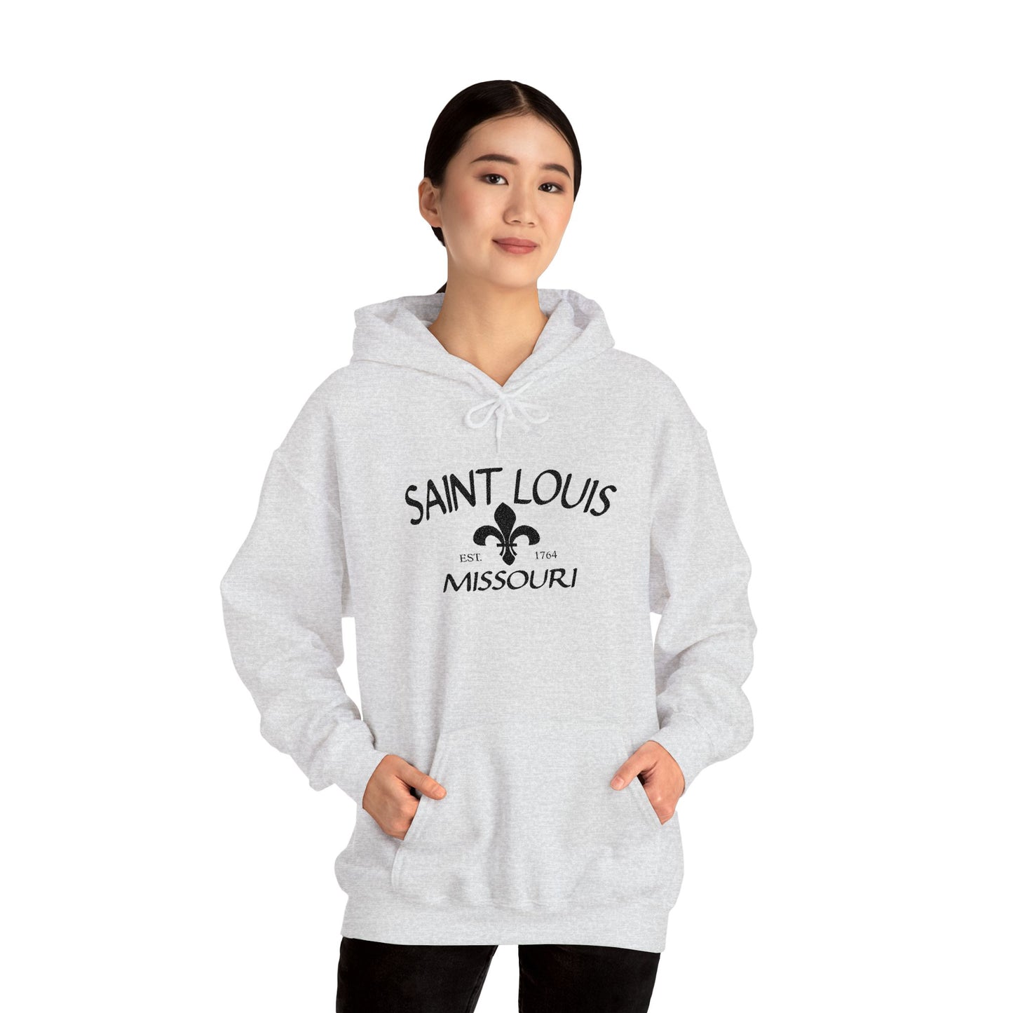 Saint Louis Missouri Embroidered Hoodie (Black Lettering)
