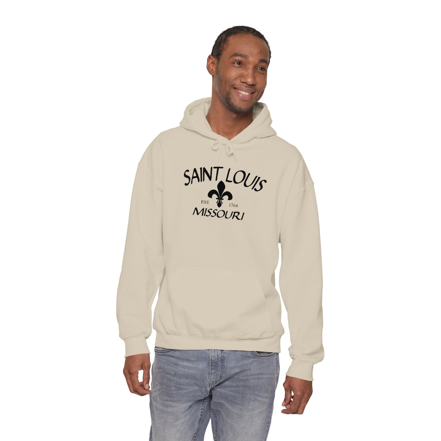 Saint Louis Missouri Embroidered Hoodie (Black Lettering)