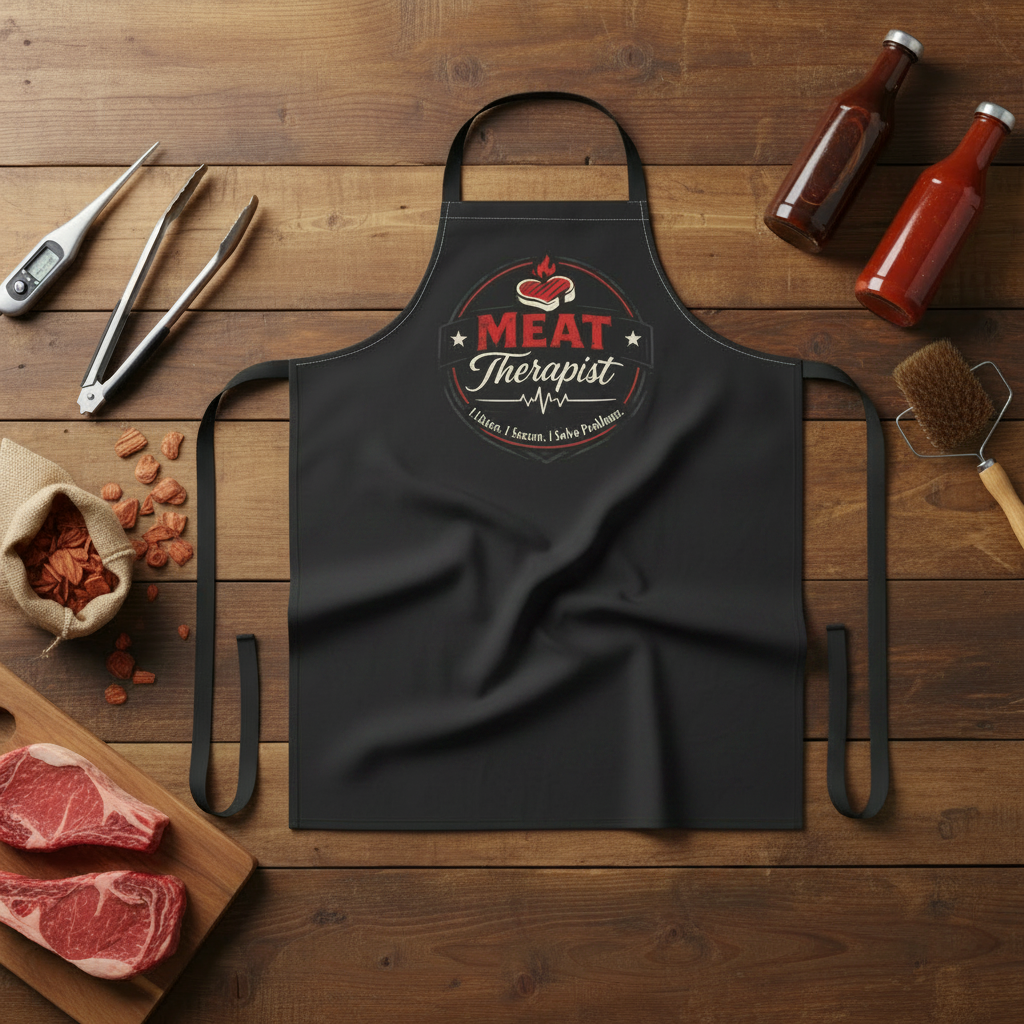 Meat Therapist BBQ Apron – Funny Grilling Chef Apron for Butchers & Grill Masters