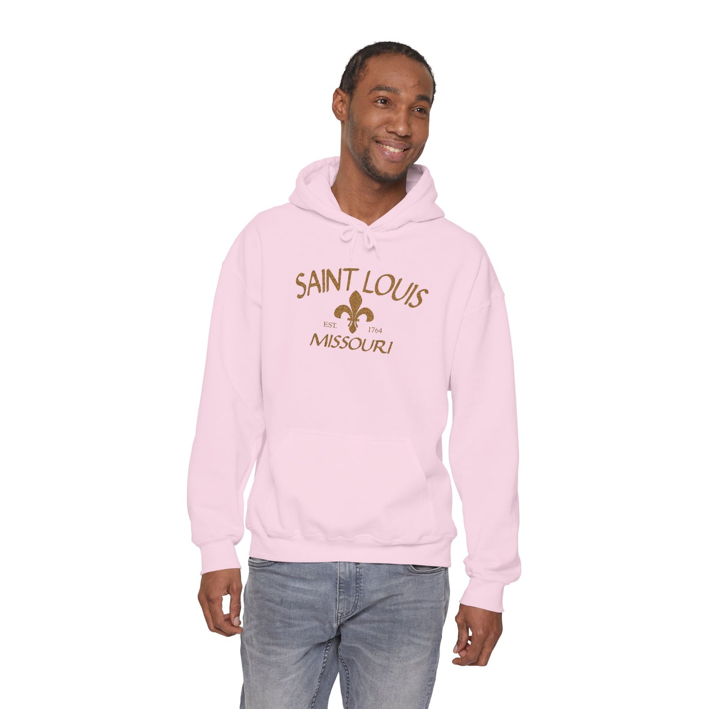 Saint Louis Missouri Embroidered Hoodie — Brown Lettering