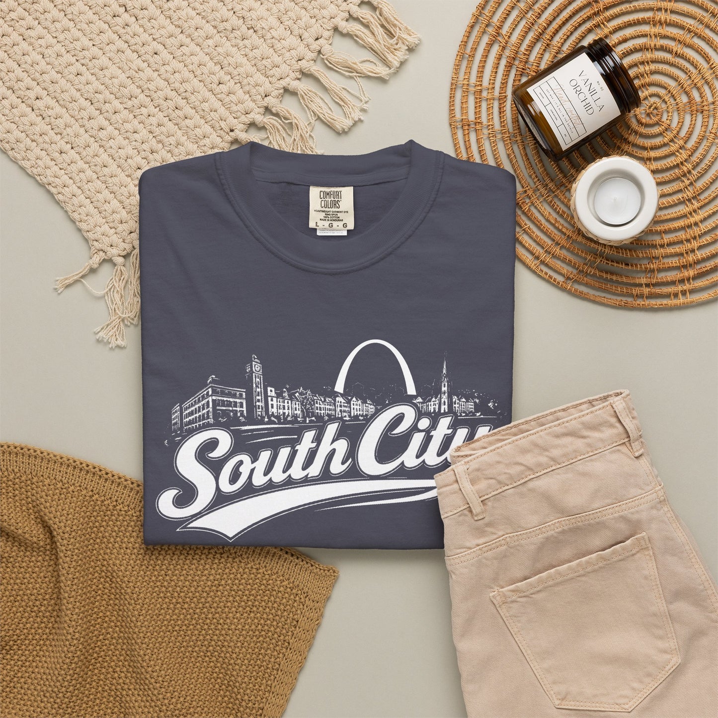 South City St. Louis Shirt Comfort Colors Tee | STL Arch Skyline Graphic | Vintage South City T‑Shirt | Saint Louis Neighborhood Apparel