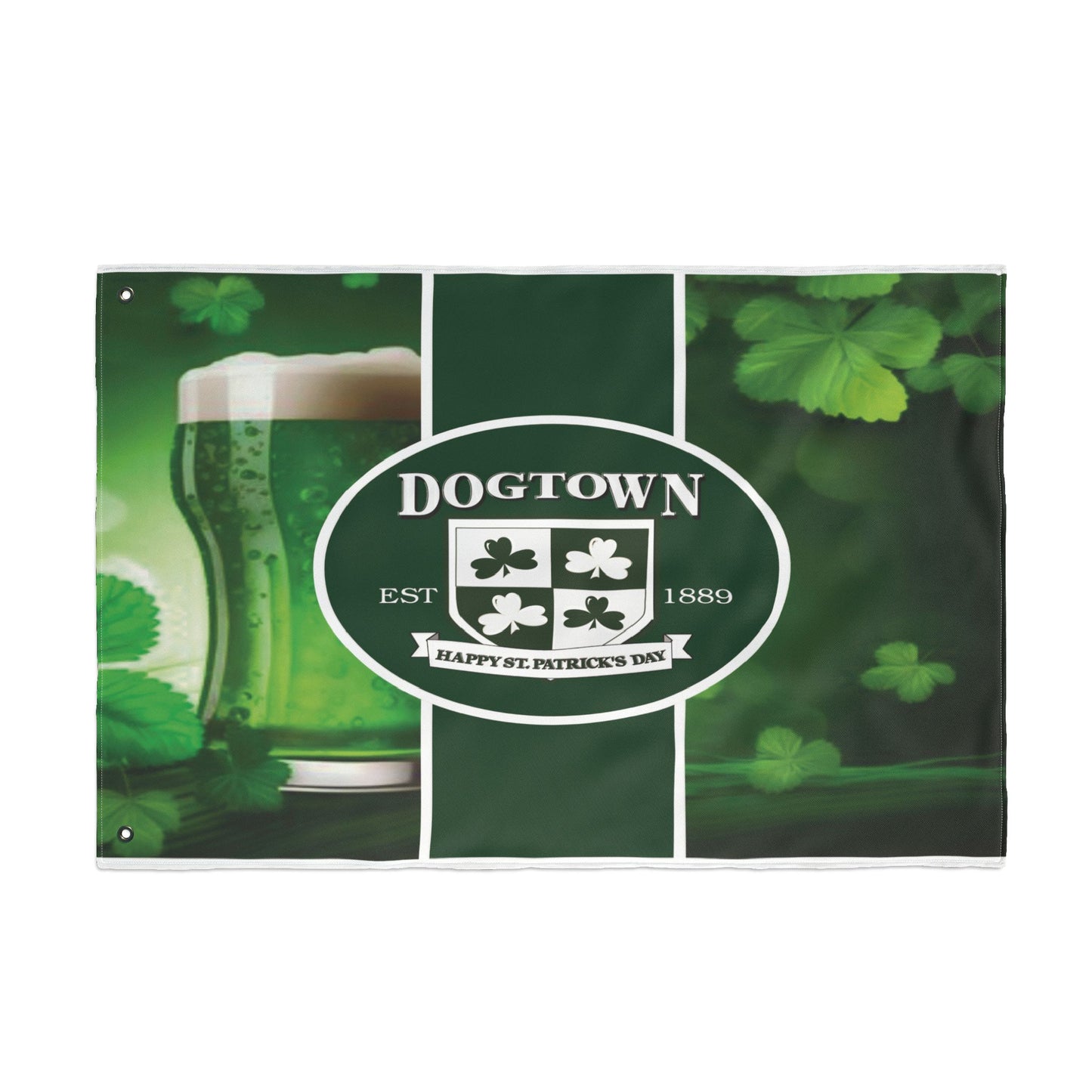 Double Sided Flag- Dogtown Neighborhood St Patrick's Day Printify