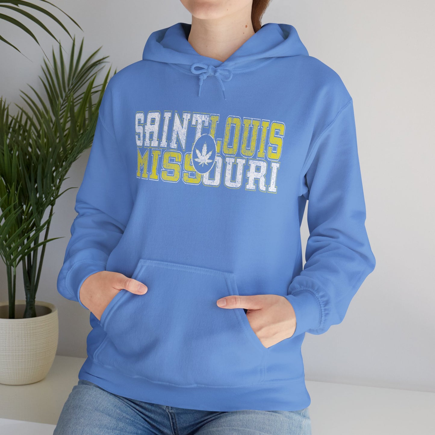Saint Louis Missouri Hoodie – Retro Collegiate Design with Leaf Emblem