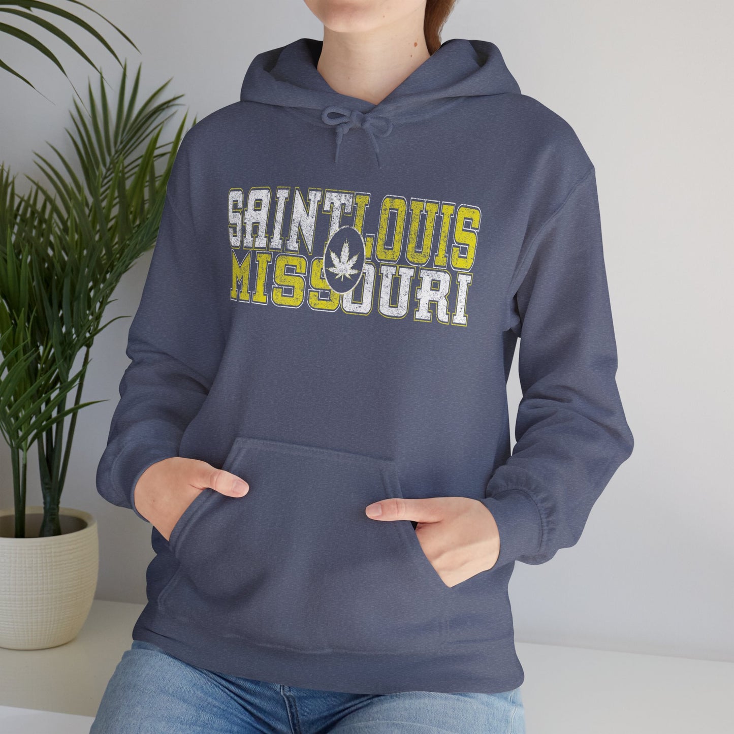 Saint Louis Missouri Hoodie – Retro Collegiate Design with Leaf Emblem
