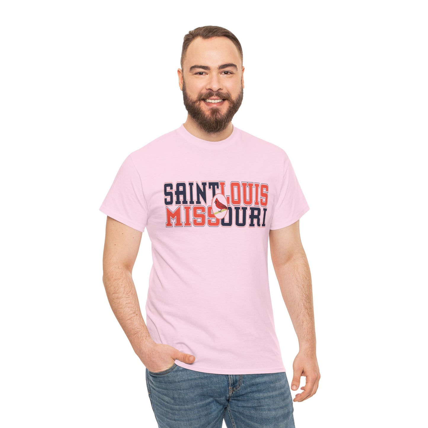 Saint Louis Tee in Red and Blue Lettering
