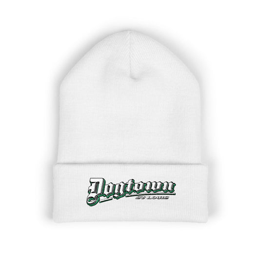 Embroidered Beanie - Dogtown - White & Green Lettering