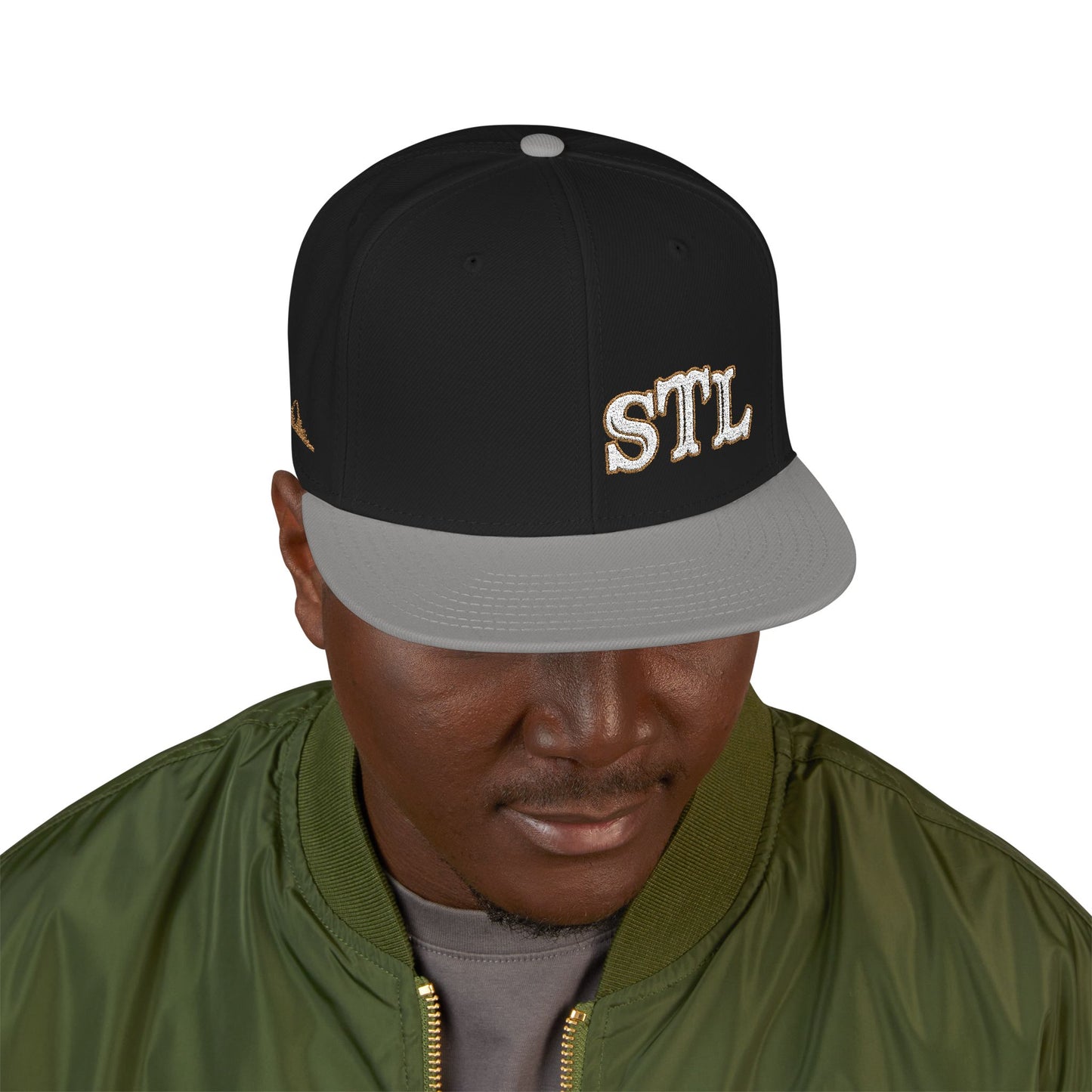STL Embroidered Snapback Hat- Gold & White Lettering