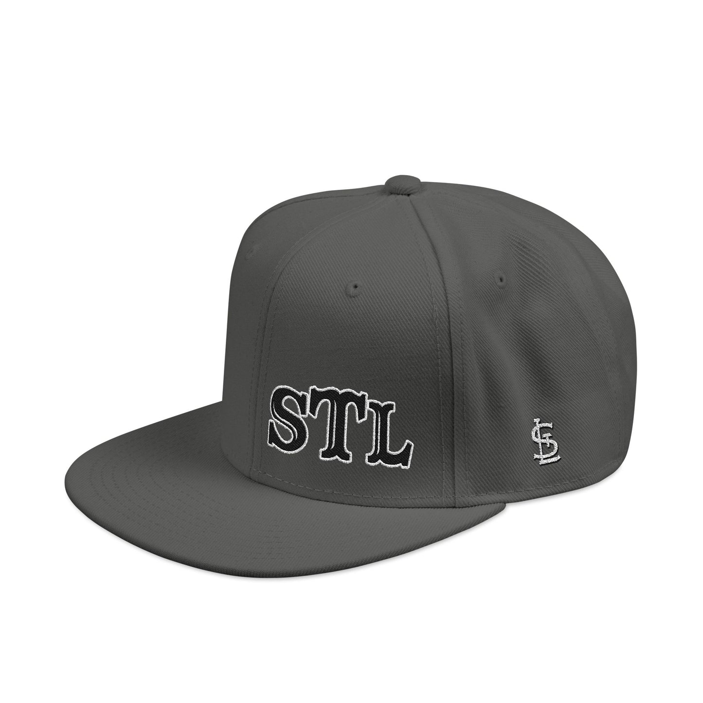 STL Embroidered Snapback Hat- Black & White Lettering Printify