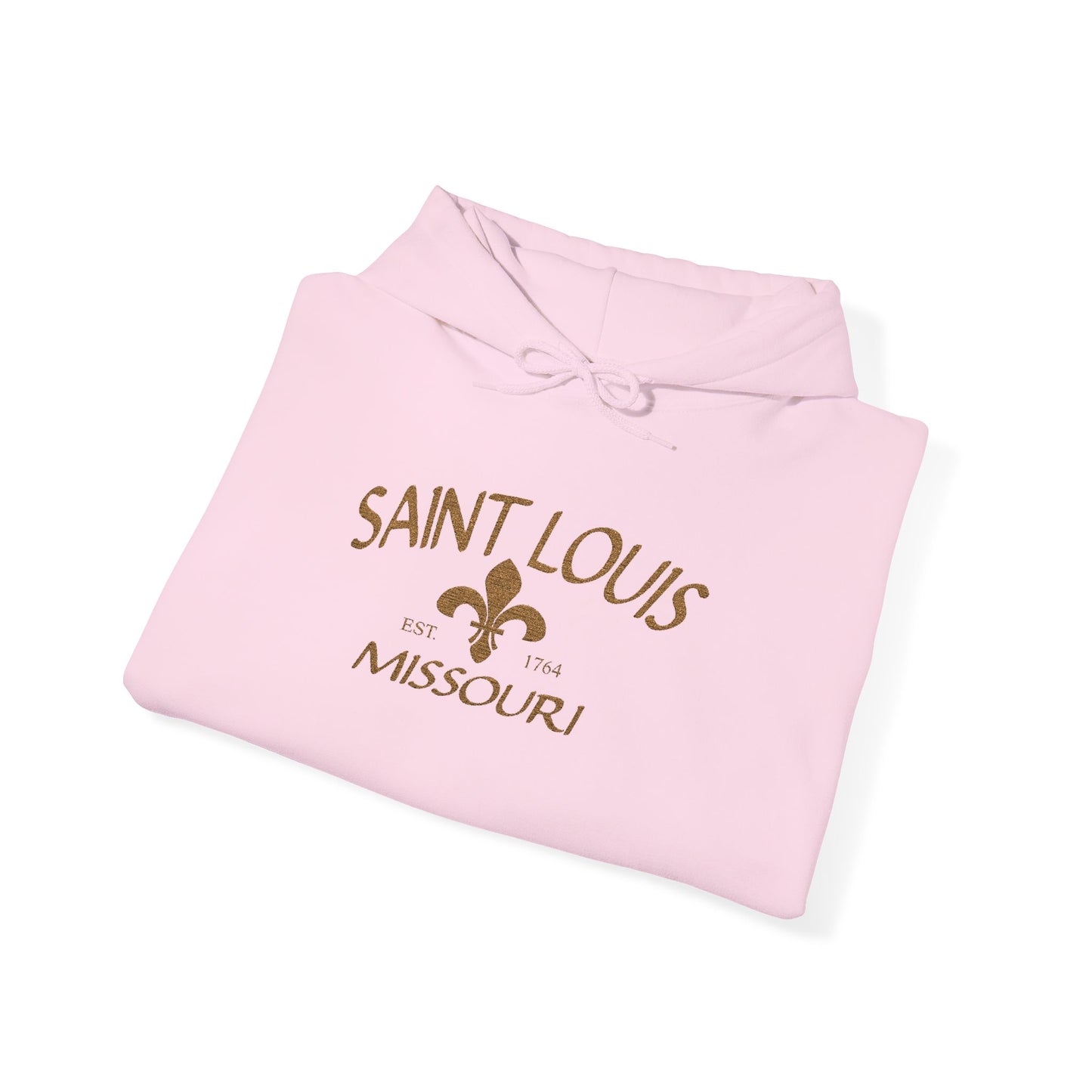 Saint Louis Missouri Embroidered Hoodie — Brown Lettering