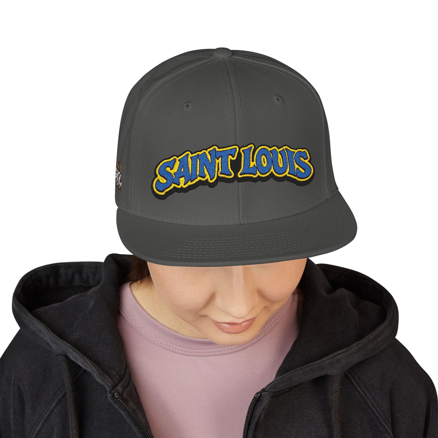 St. Louis Embroidered Snapback Hat — Retro Script Logo Cap