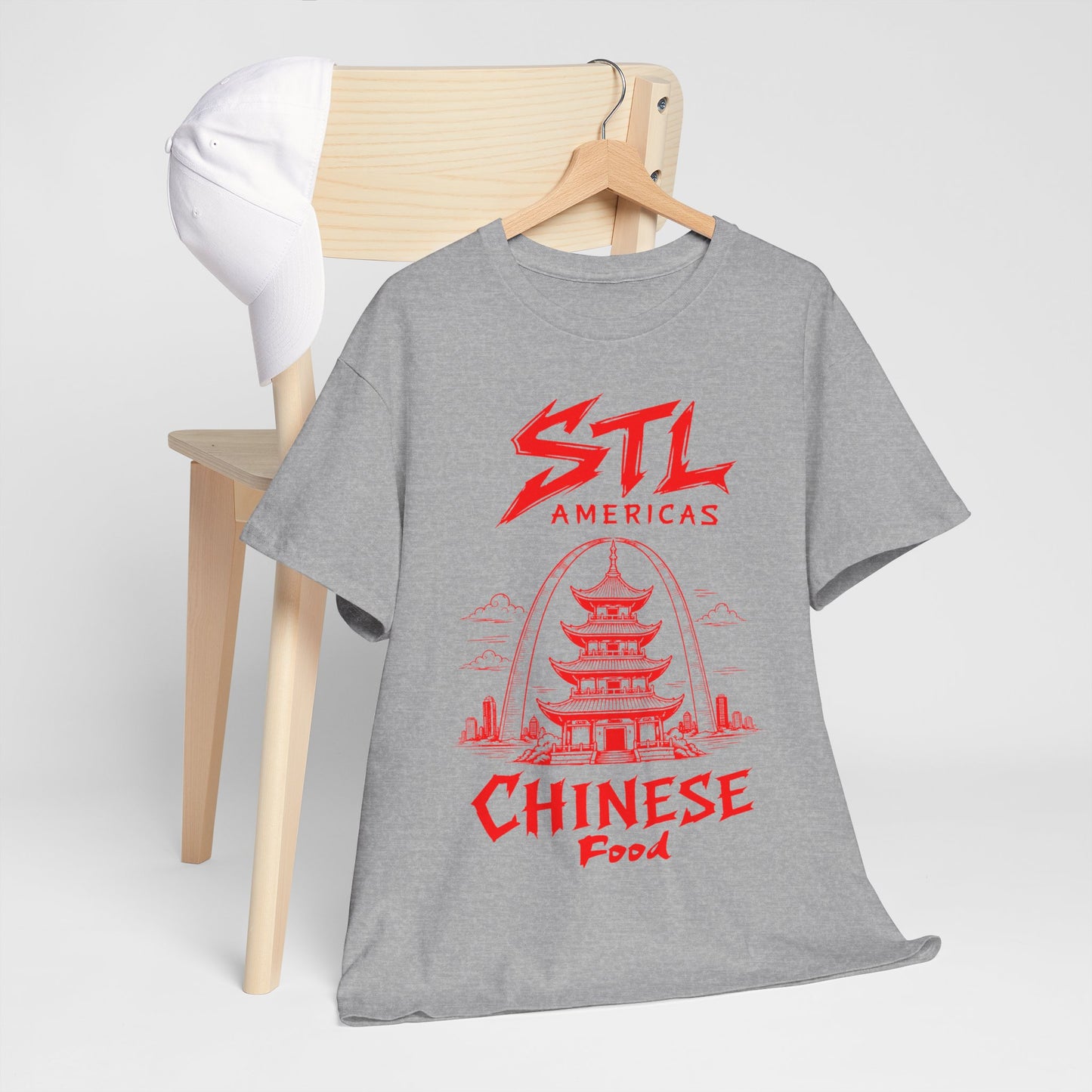 STL Americas Chinese Food T-Shirt — Retro Pagoda Graphic Tee
