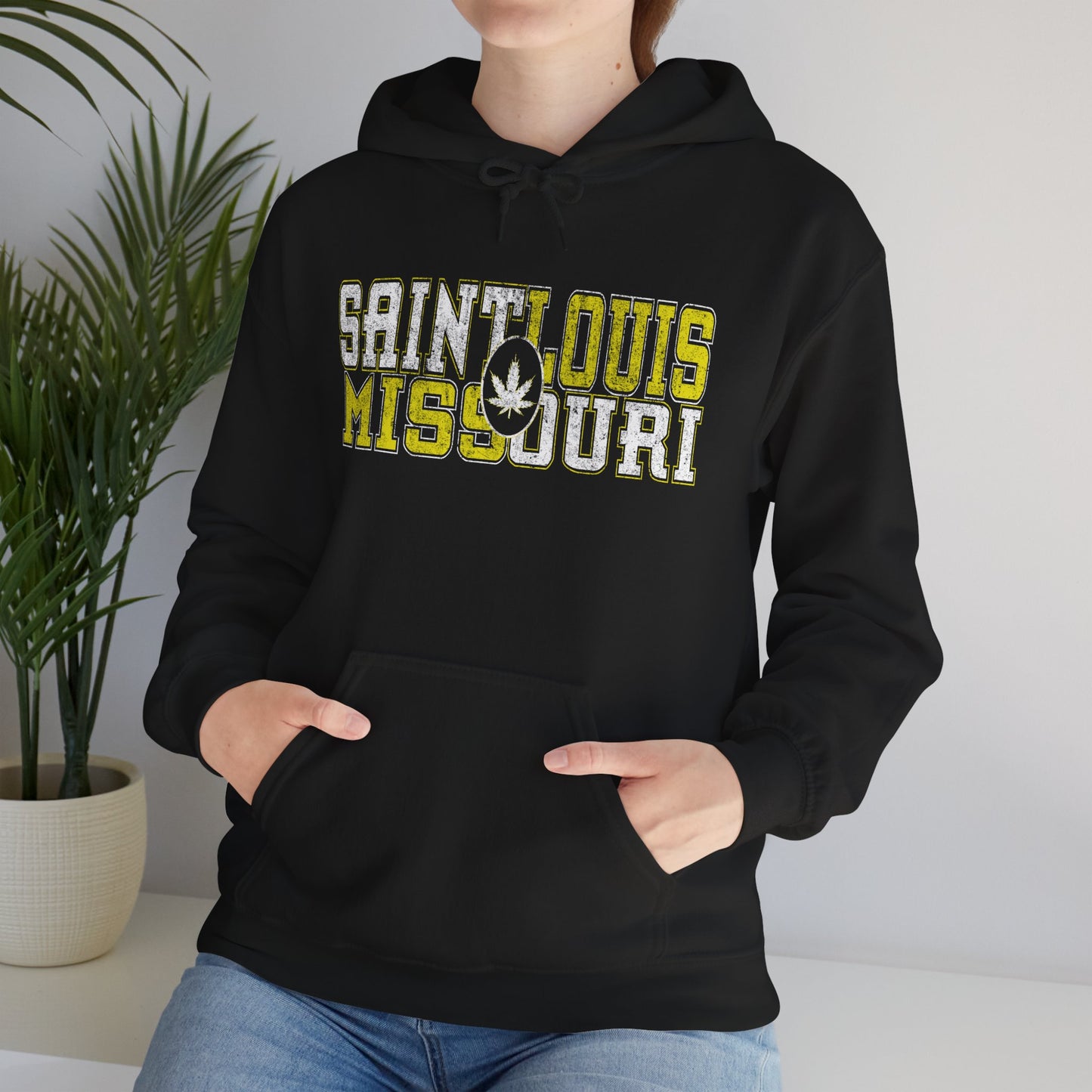 Saint Louis Missouri Hoodie – Retro Collegiate Design with Leaf Emblem