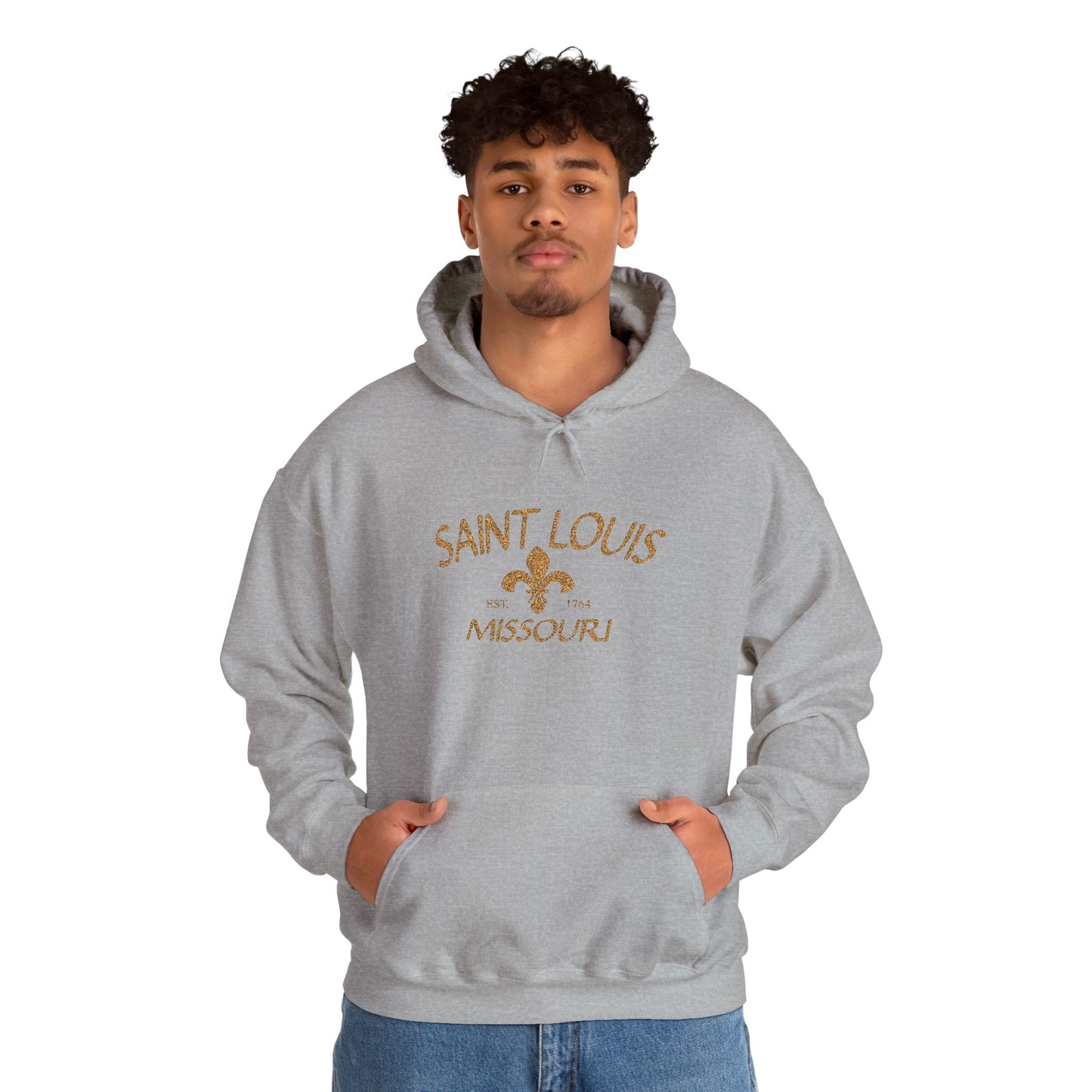 Saint Louis Missouri Embroidered Hoodie — Brown Lettering
