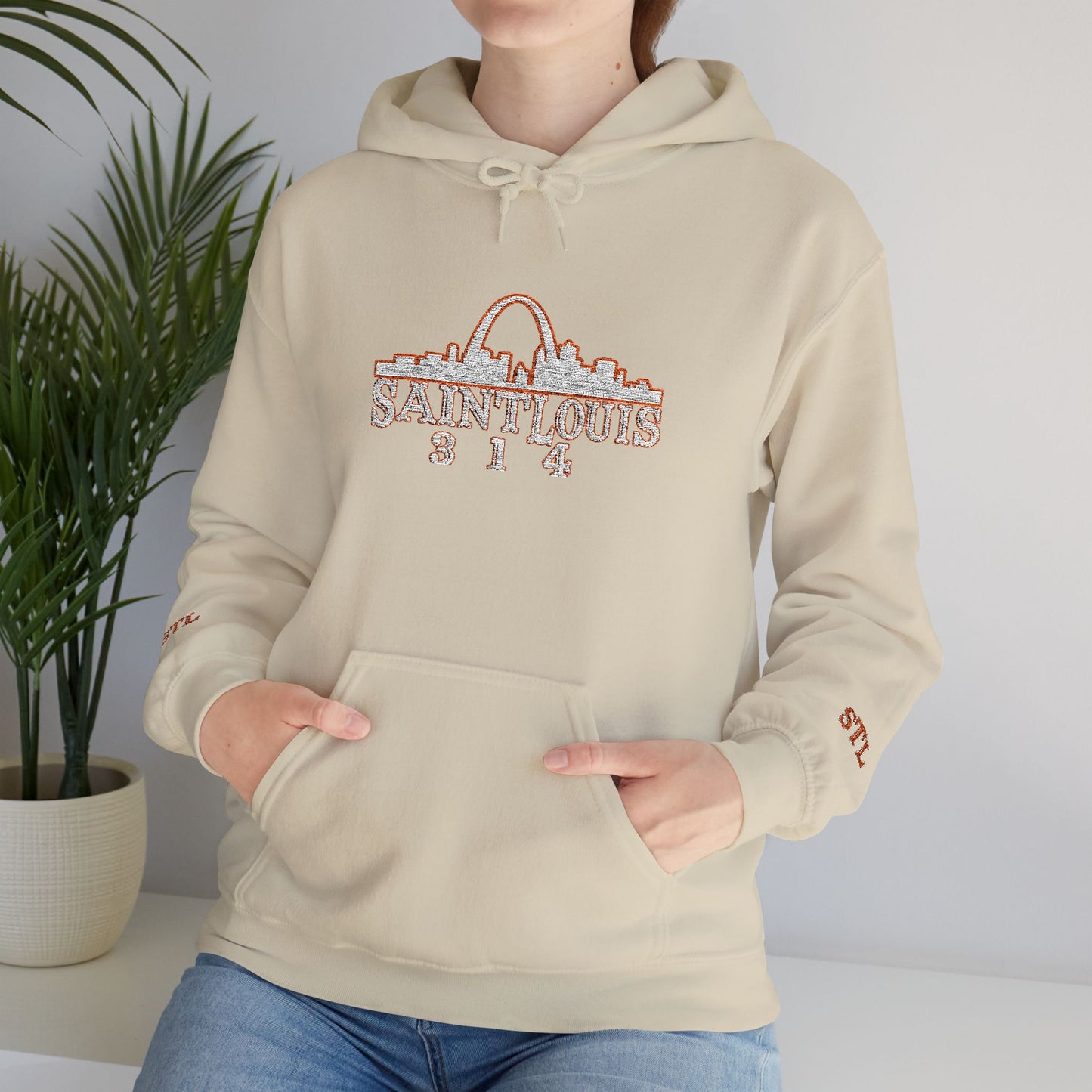 St. Louis Skyline Embroidered Hoodie Printify