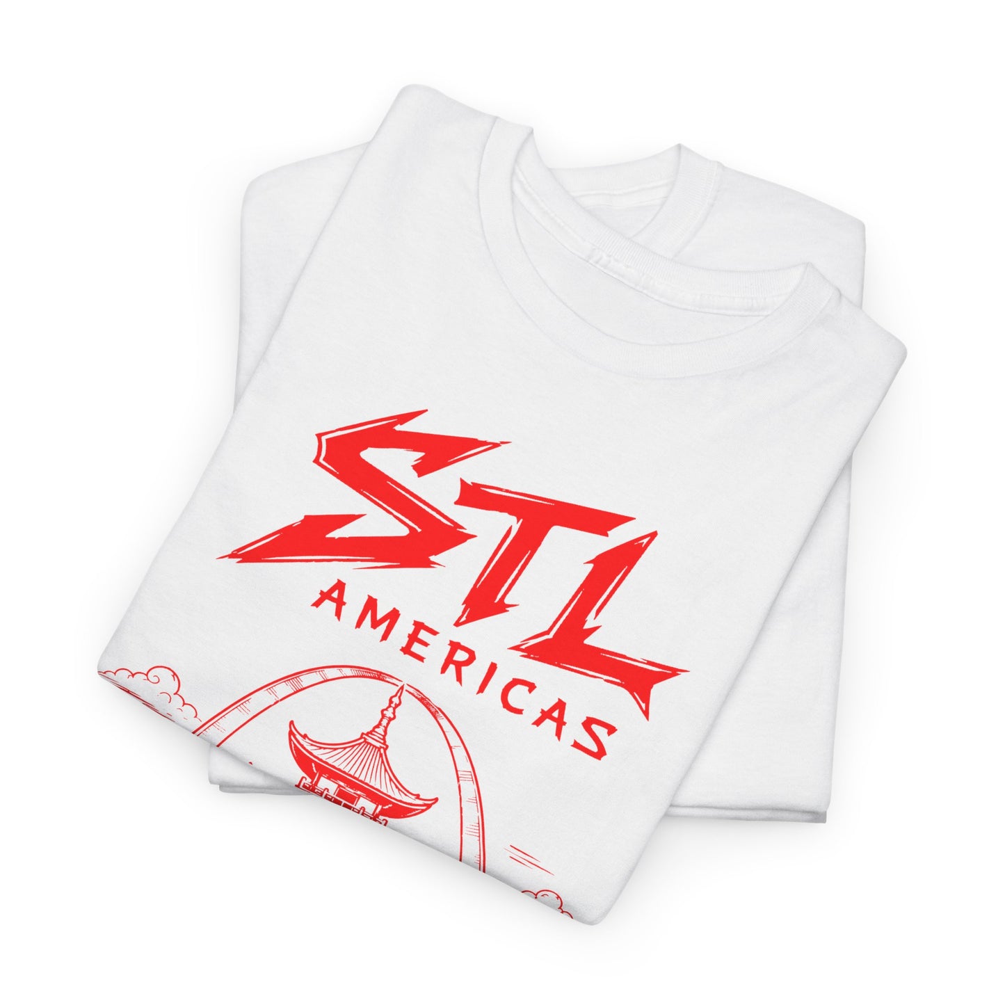 STL Americas Chinese Food T-Shirt — Retro Pagoda Graphic Tee