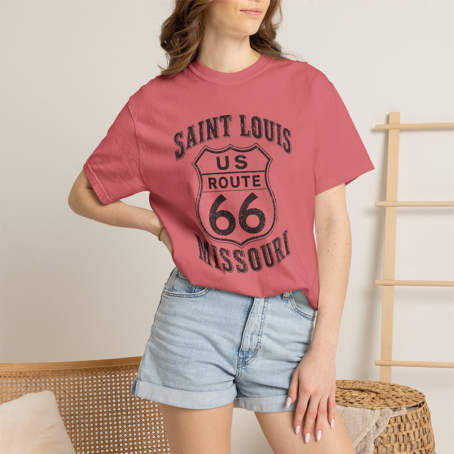 Route 66 Saint Louis Missouri T-Shirt — Vintage Road Trip Tee⚠️ Contains AI-generated models