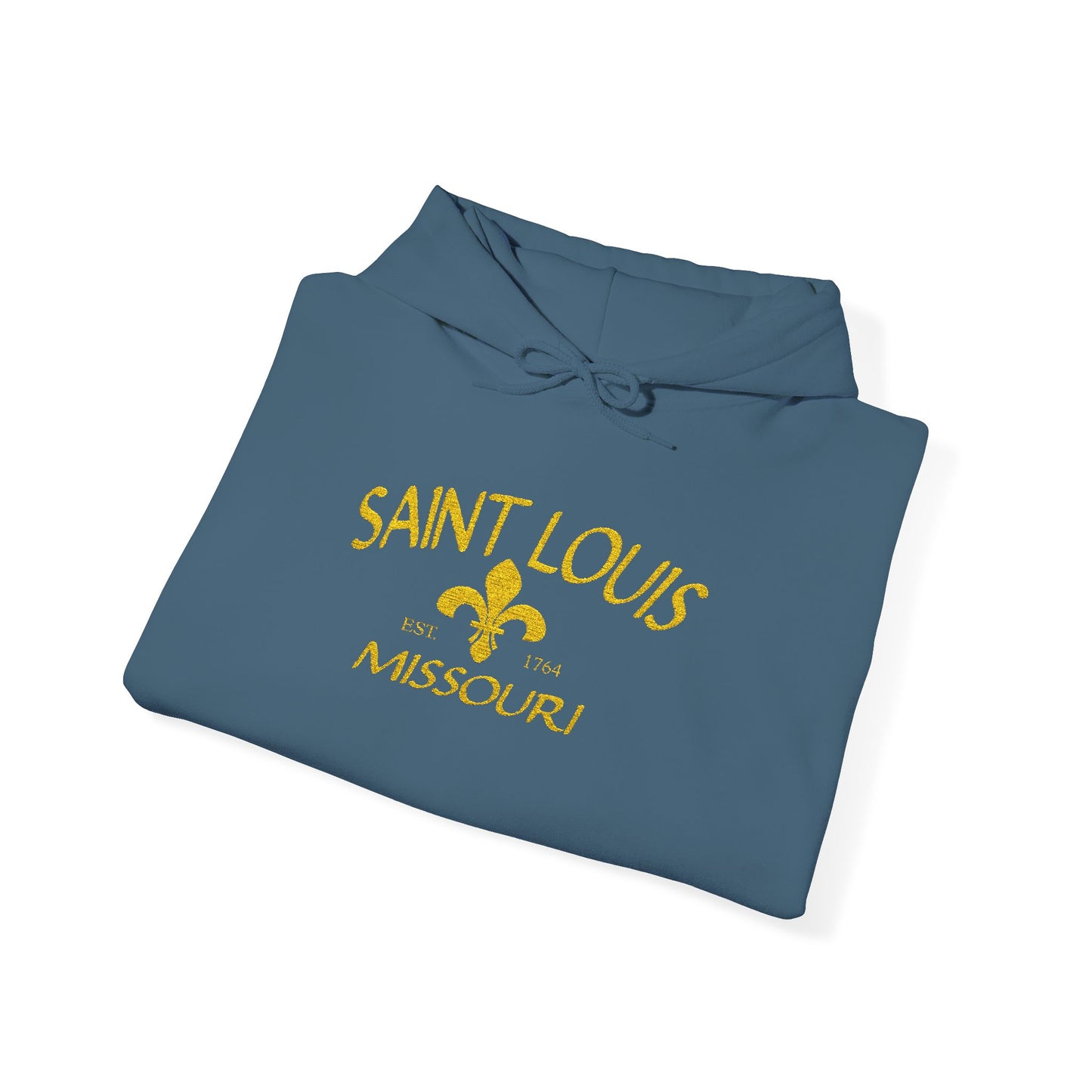 Embroidered Hoodie-Saint Louis Missouri (Yellow Lettering) Printify