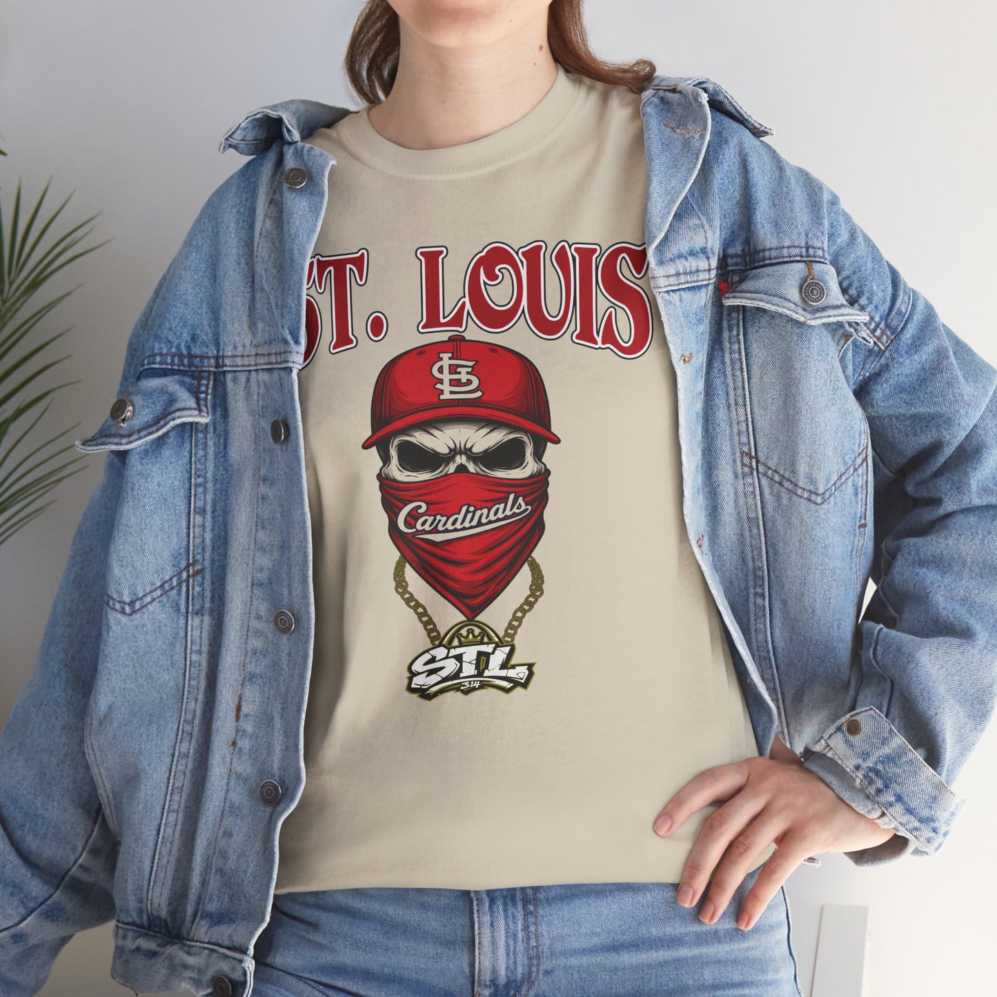 St. Louis Cardinals Masked Fan T-Shirt — STL Baseball Tee ⚠️ Contains AI-generated models