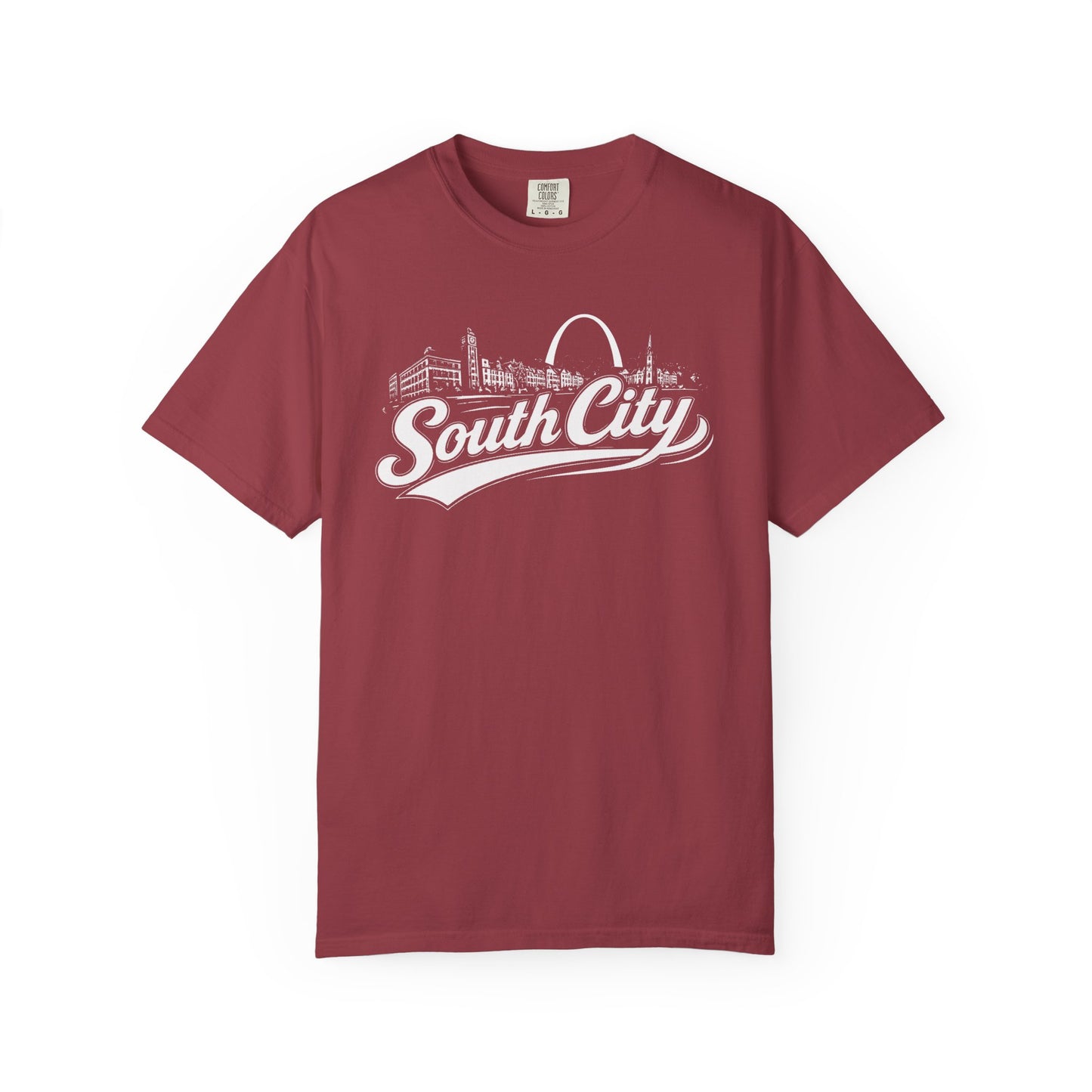 South City St. Louis Shirt Comfort Colors Tee | STL Arch Skyline Graphic | Vintage South City T‑Shirt | Saint Louis Neighborhood Apparel